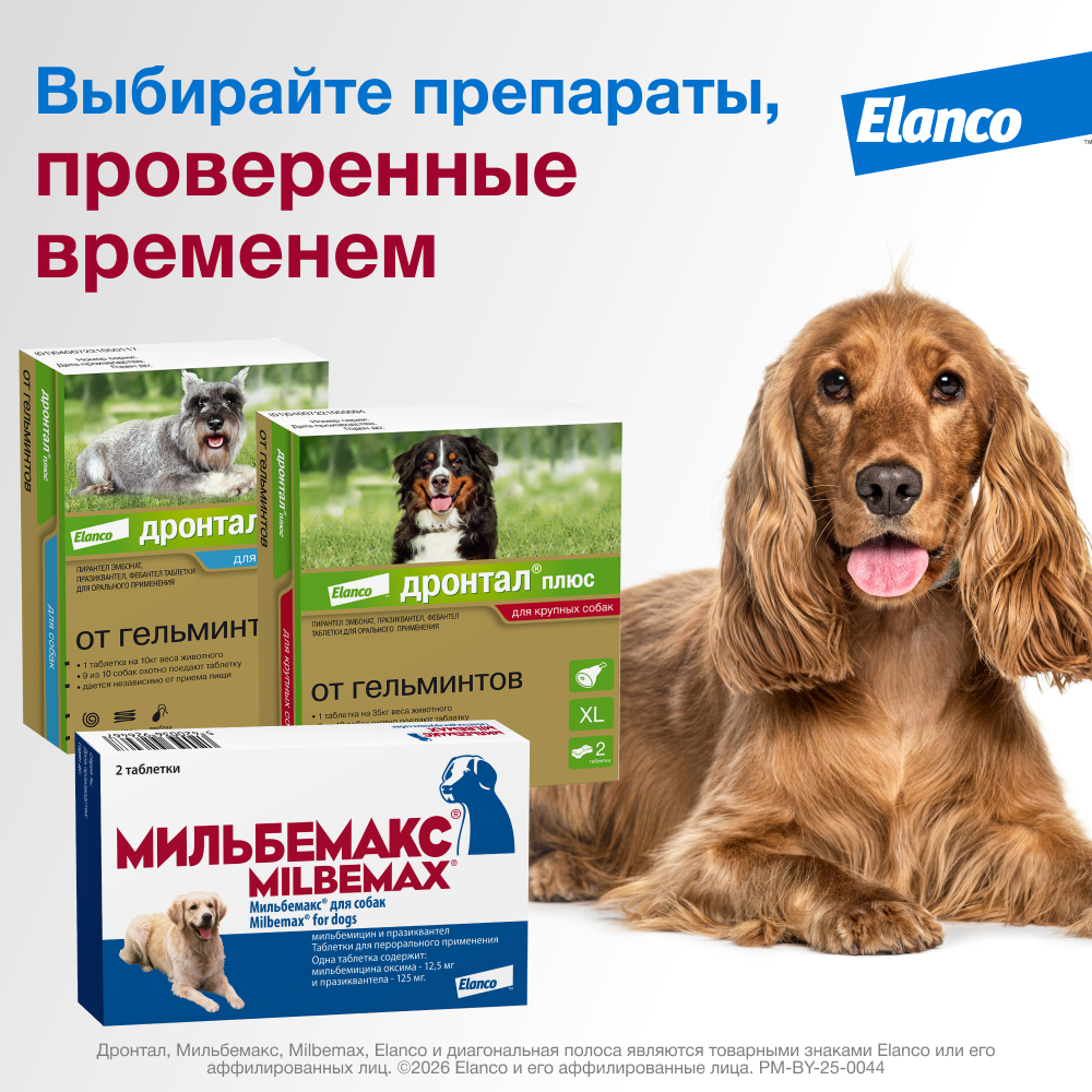 Антигельминтик для собак Elanco Мильбемакс крупных пород 2таблетки - фото 11