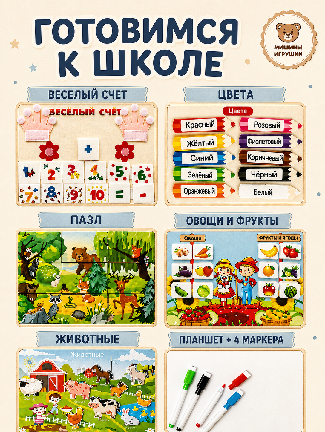 Игрушка Мишины игрушки бизиборд Бежевый 10 страниц - фото 12