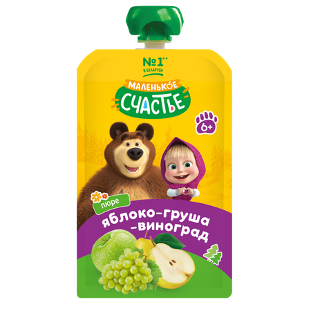 Пюре Маленькое счастье Яблоко-груша-виноград с 6 мес 180 г