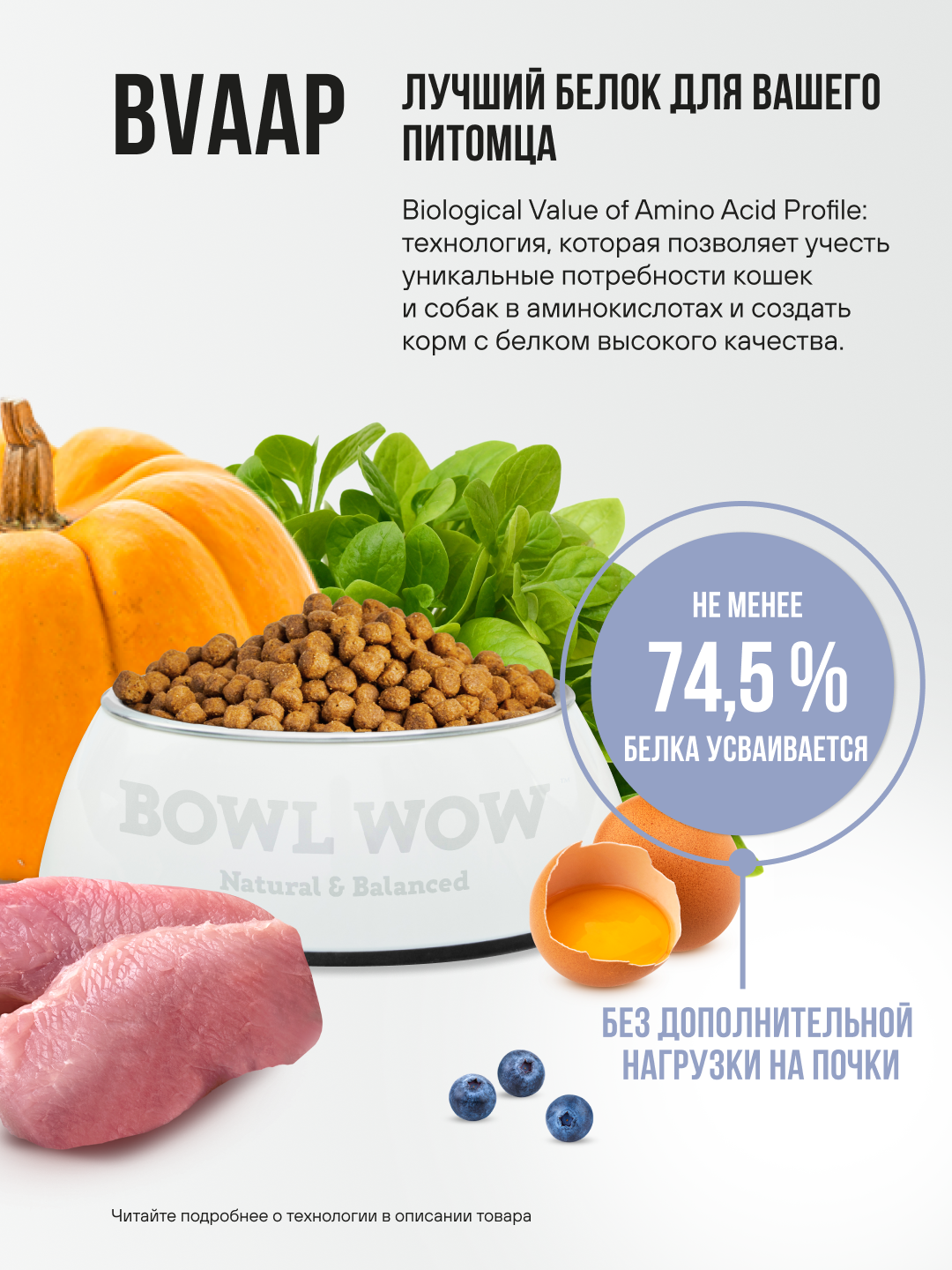 Корм сухой полнорационный BOWL WOW для котят с индейкой, курицей и черникой 400г - фото 4