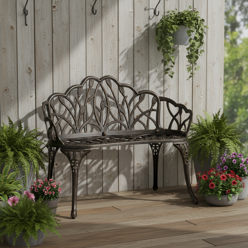 Садовая скамья TETCHAIR Штраус алюминиевый сплав бронзовый - фото 1