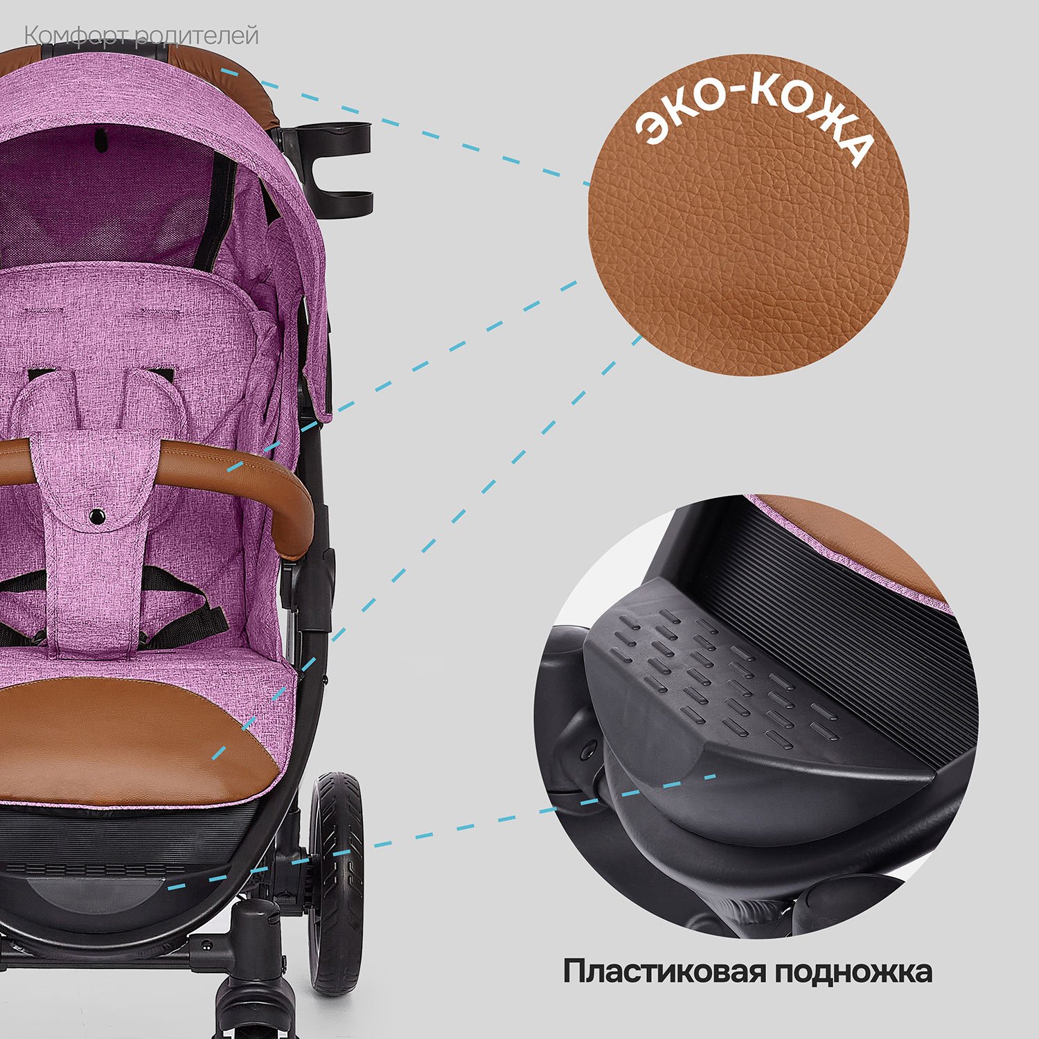 Коляска прогулочная Nuovita Corso фиолетовый - фото 10