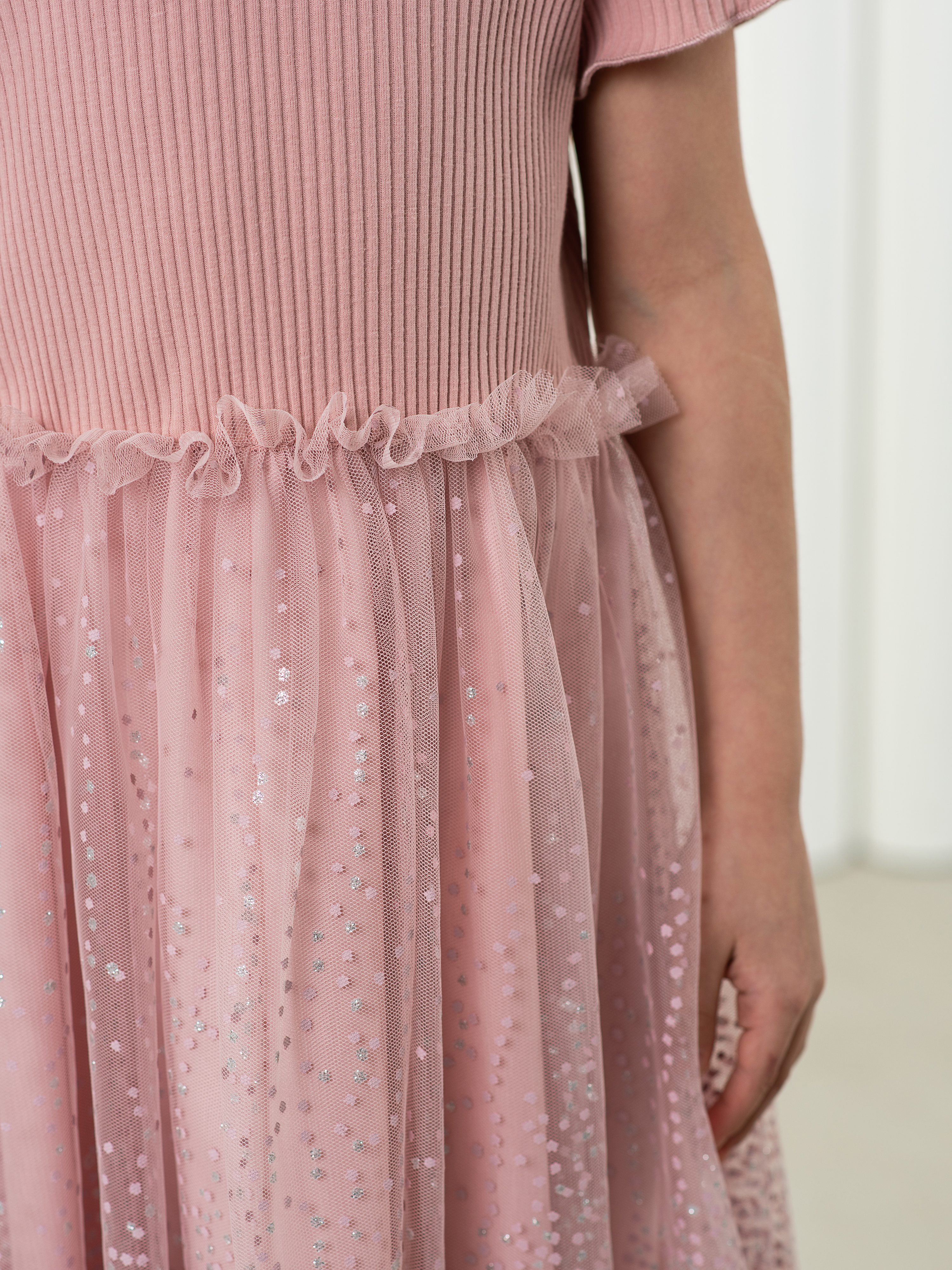 Платье LisaWeta D-125-25 пудра серебро - фото 5