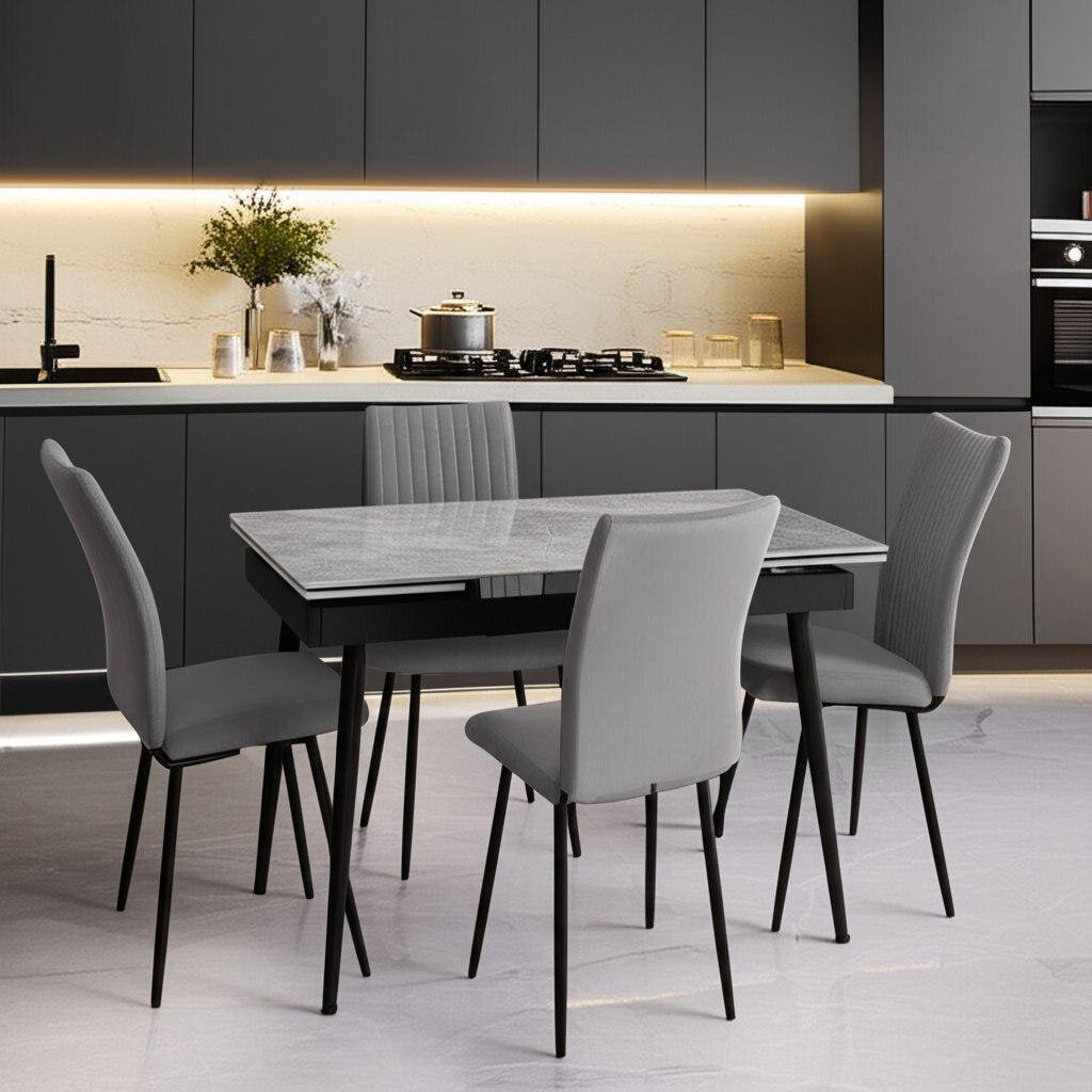 Стул TETCHAIR велюр серый/черный 2 шт. - фото 2