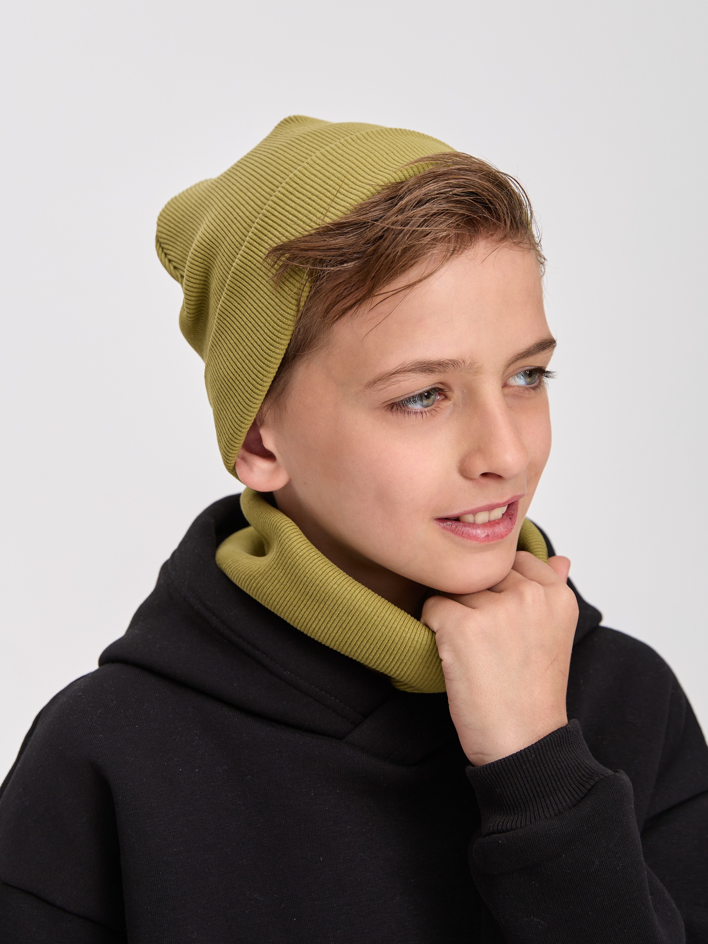 Шапка и снуд Лапушка 0258 хаки - фото 18