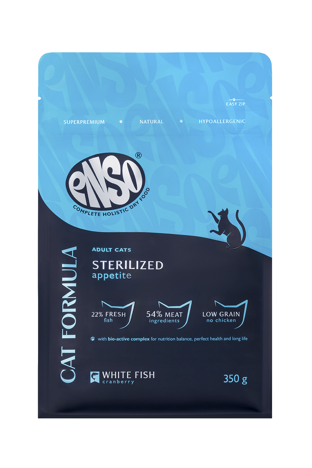 Корм сухой для стерилизованных кошек ENSO Cat formula Sterilized со свежей белой рыбой с добавлением клюквы 0.35кг - фото 1