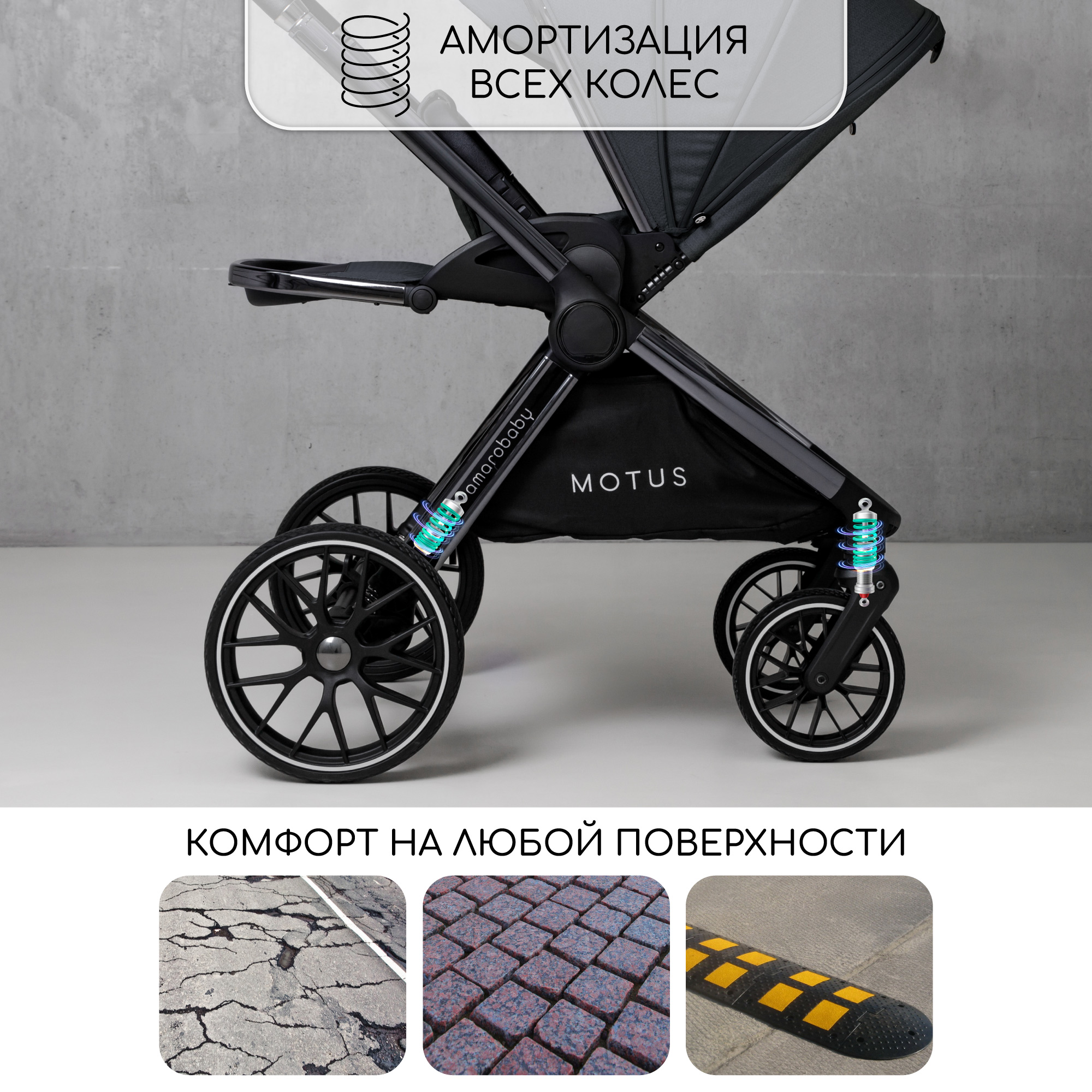 Коляска 2 в 1 Amarobaby Motus - фото 9