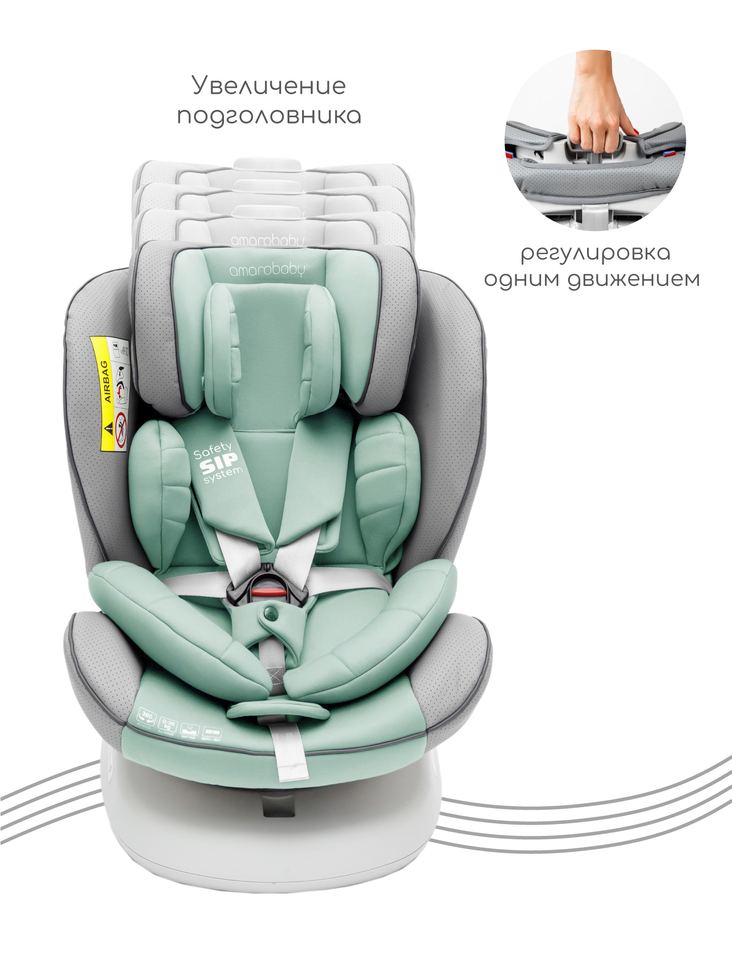 Автокресло Amarobaby Champion Isofix 0+/1/2/3 (0-36 кг) бирюзовый - фото 11