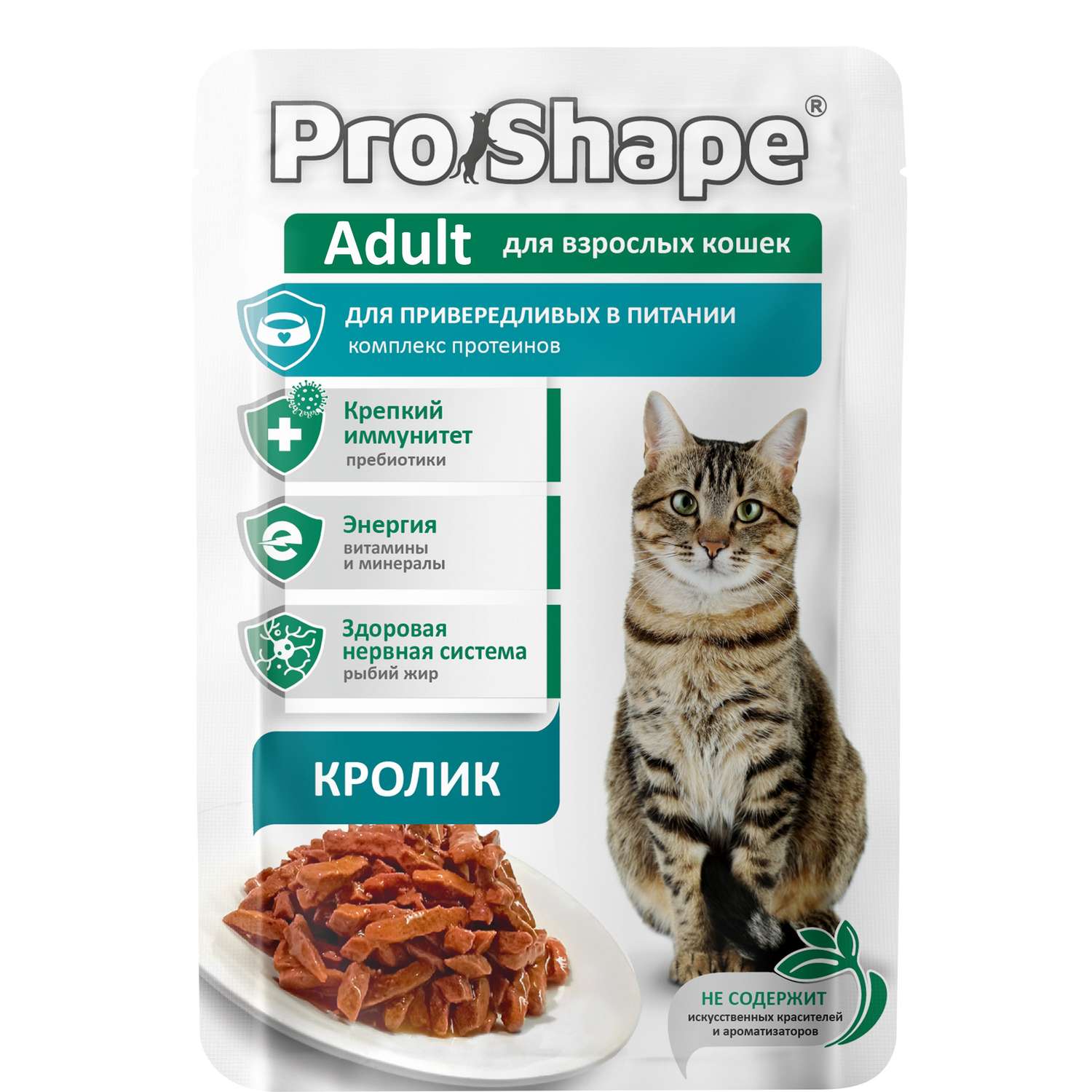 Корм для взрослых кошек ProShape консервированный полнорационный с кроликом в соусе 75г - фото 1