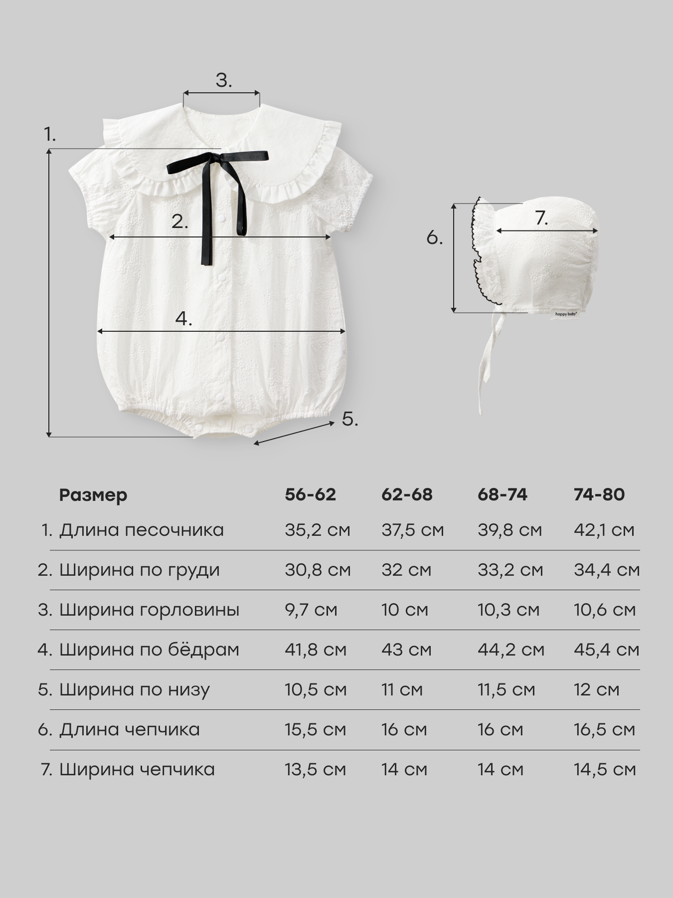 Песочник и чепчик Happy Baby 88673-0_white - фото 5