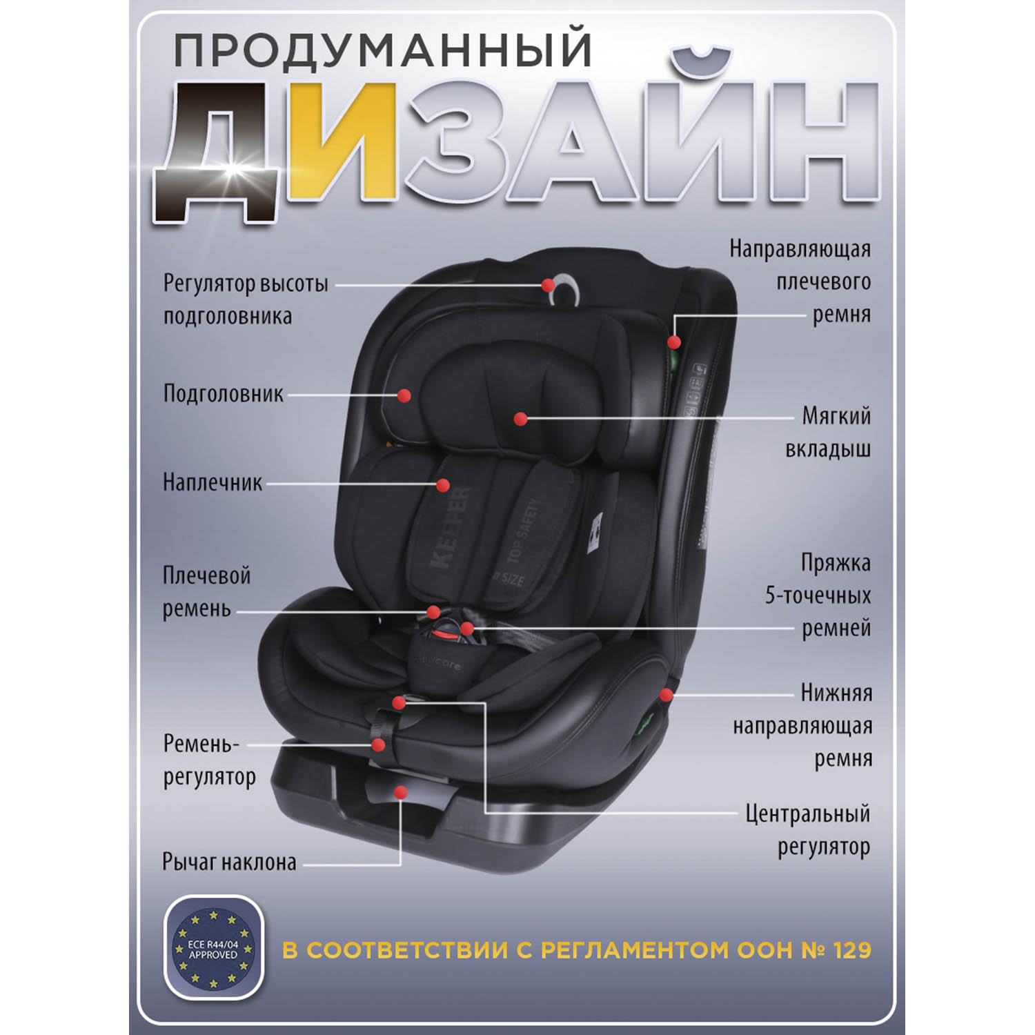 Автокресло BabyCare Keeper 0+/1/2/3 (0-36 кг) черный - фото 3