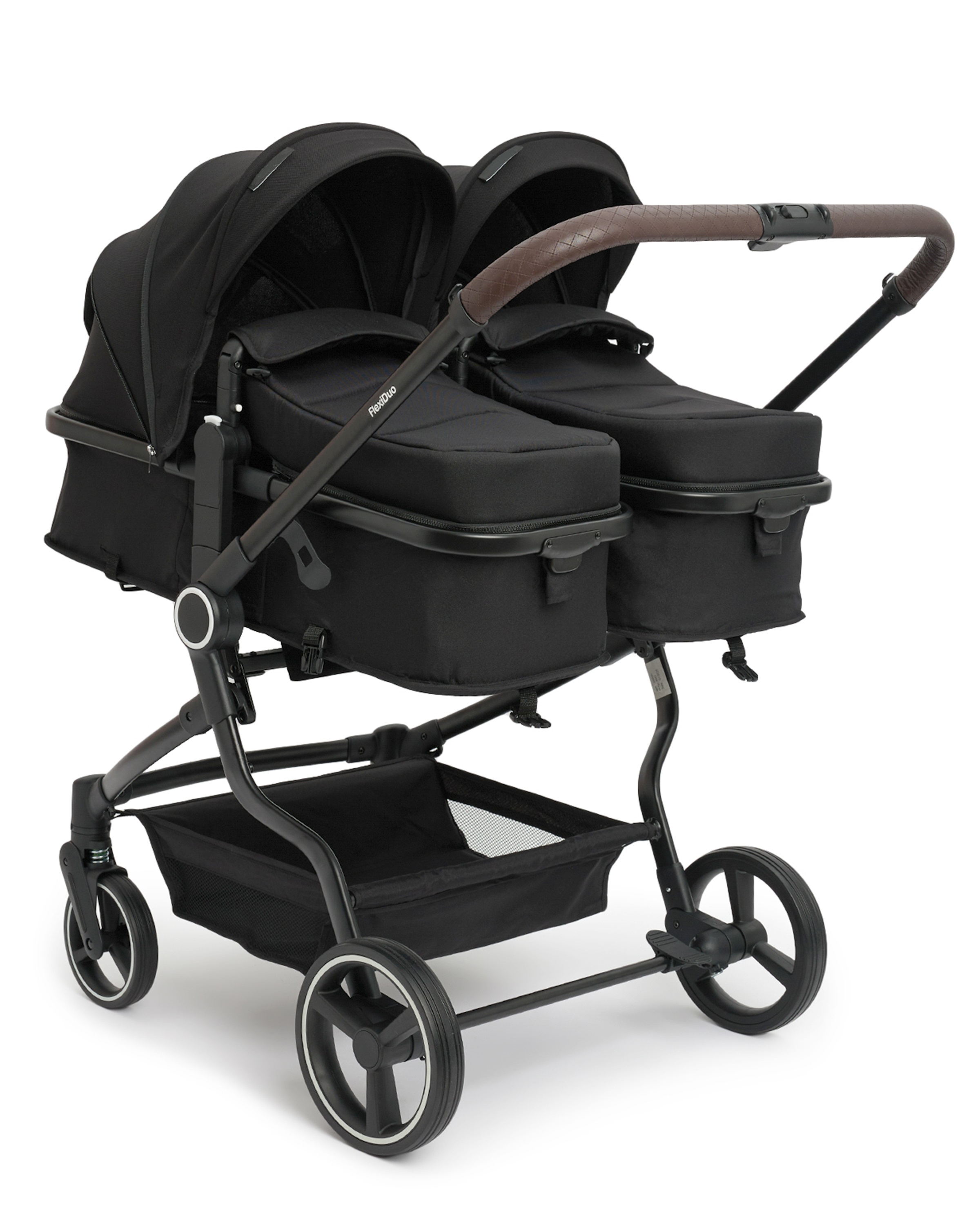 Коляска прогулочная для двойни BabyGo Flexi Duo New черный - фото 1