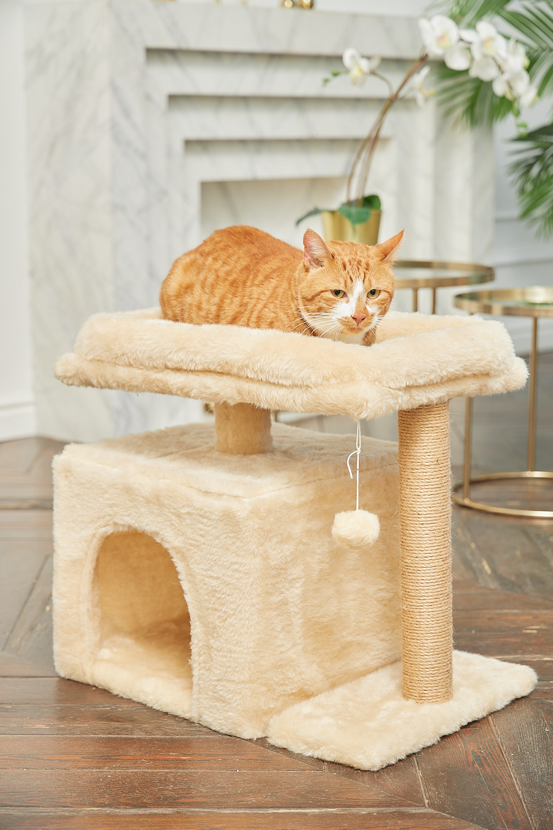 Домик для кошки с когтеточкой Pet БМФ Бежевый - фото 3