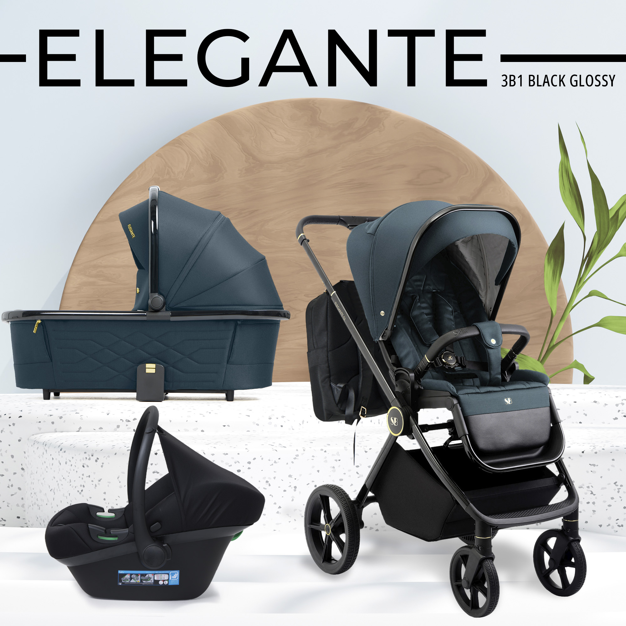 Коляска 3в1 Sweet Baby Elegante Blue - фото 1
