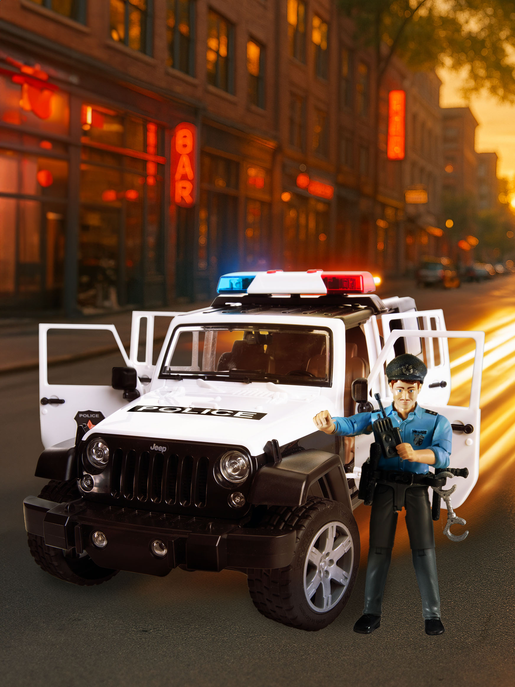 Полицейская машина Bruder Jeep Wrangler с фигуркой 02-526 - фото 1