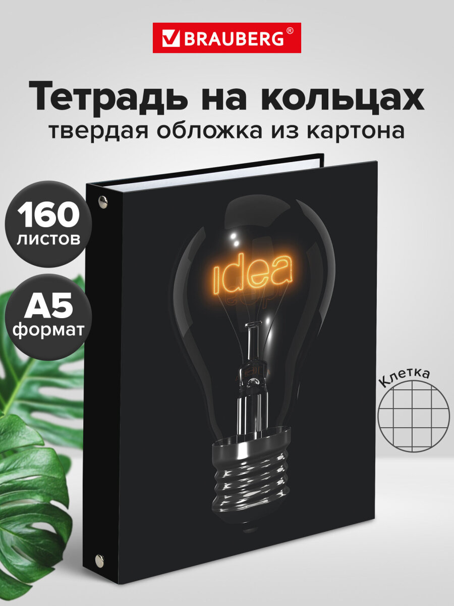 Тетрадь со сменным блоком Brauberg клетка 160 лист. - фото 1