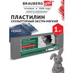 Пластилин Brauberg серый 1 цв.