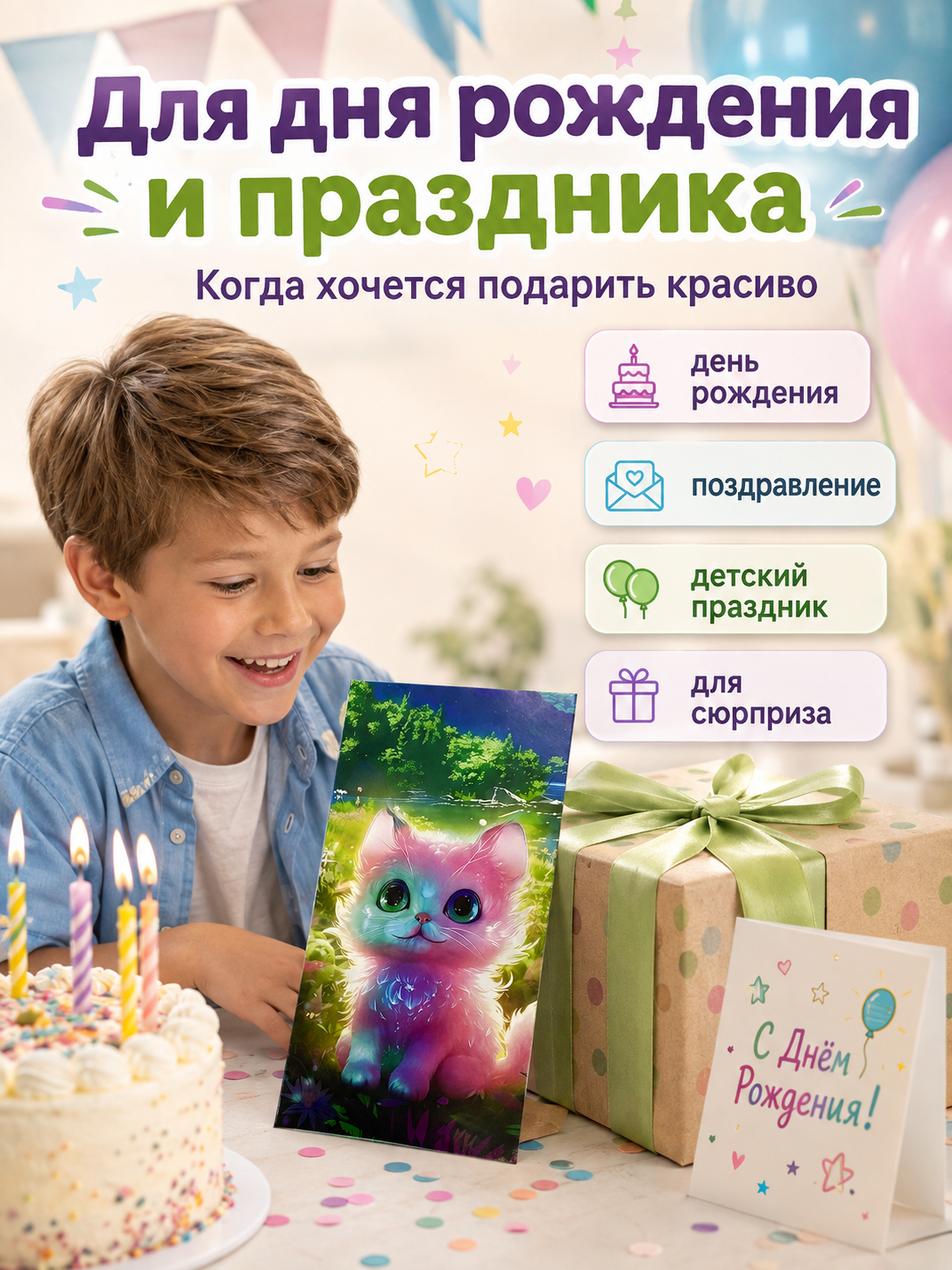 Конверты для денег детские Филькина Грамота с разноцветным котёнком 10 шт. - фото 8