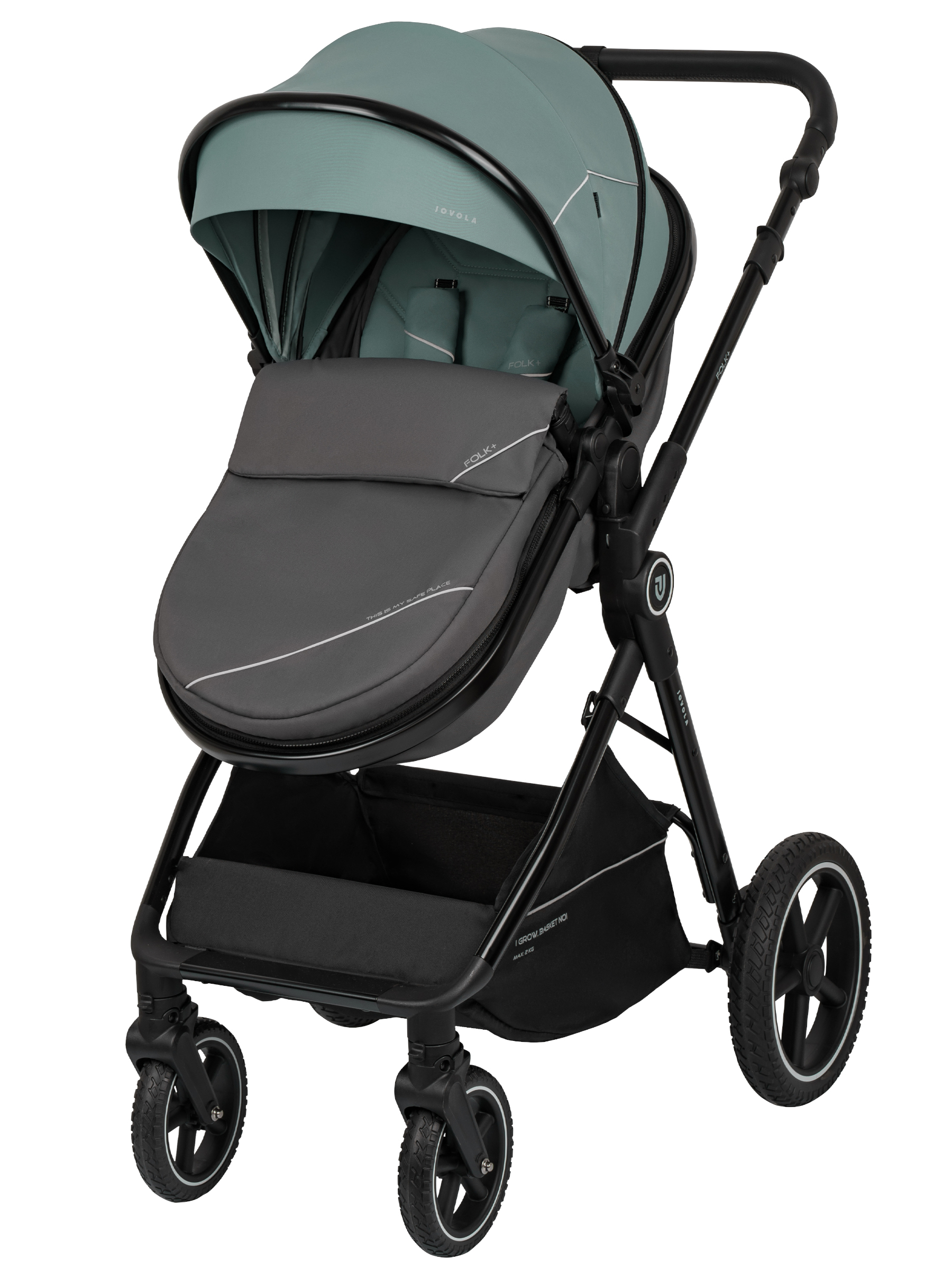 Коляска трансформер JOVOLA Folk+ 3в1 зеленый - фото 19