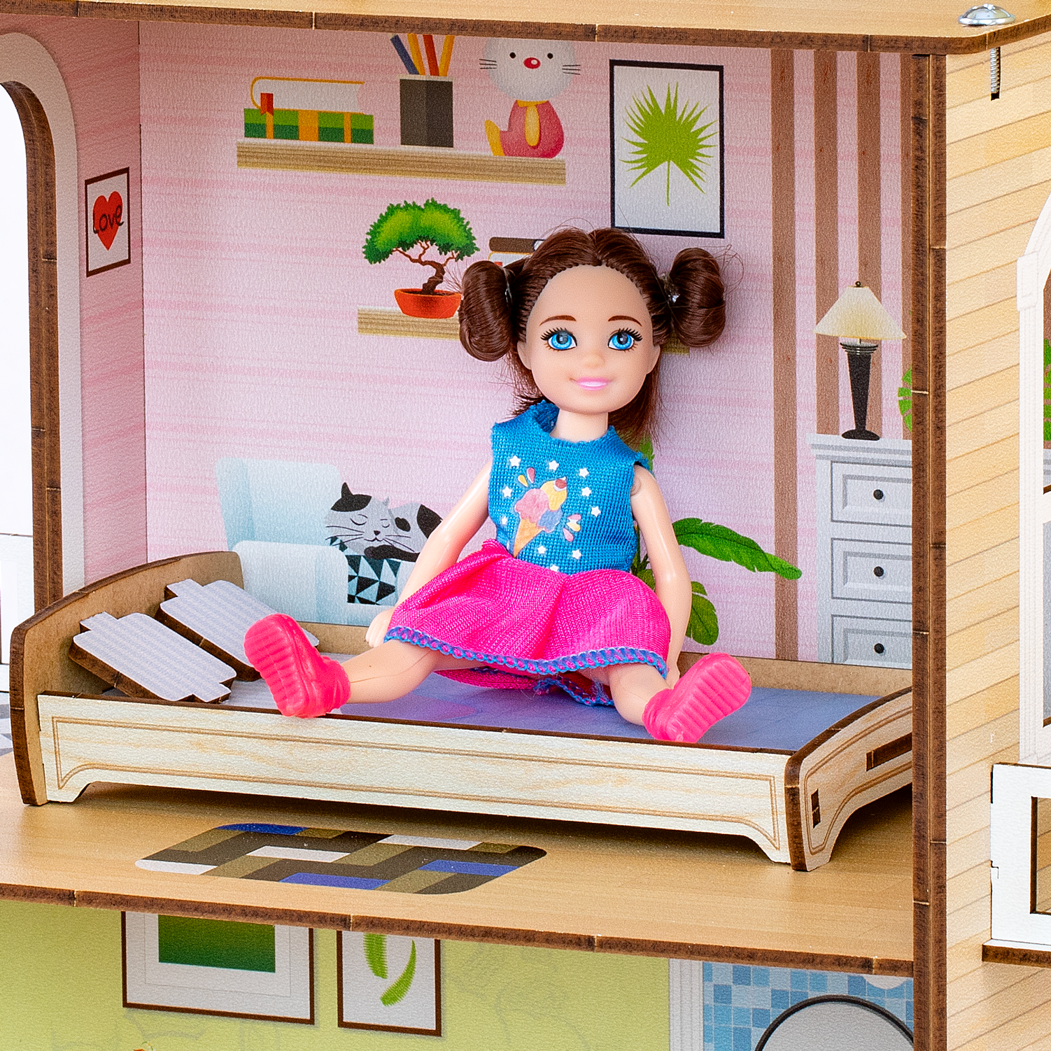 Домик для кукол M-WOOD 61 см с мебелью 3033 - фото 11