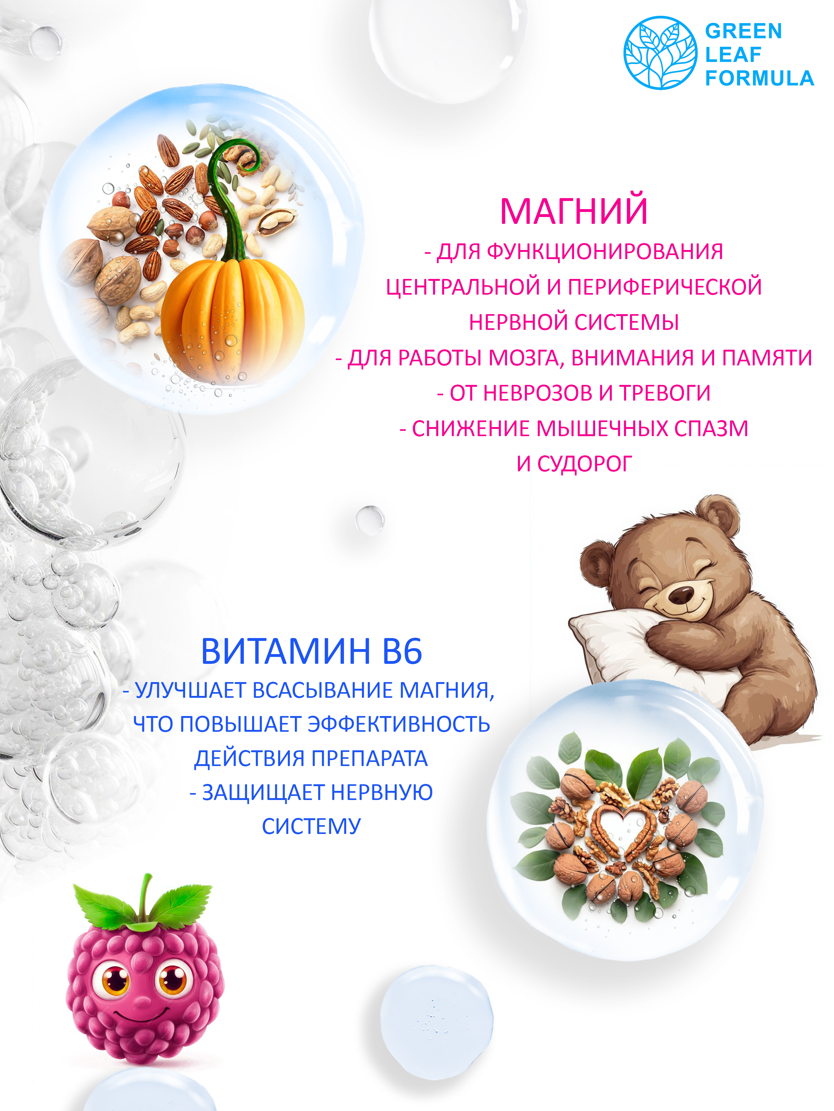 Магний В6 детский со вкусом малина Green Leaf Formula витамины для детей для нервной системы - фото 5