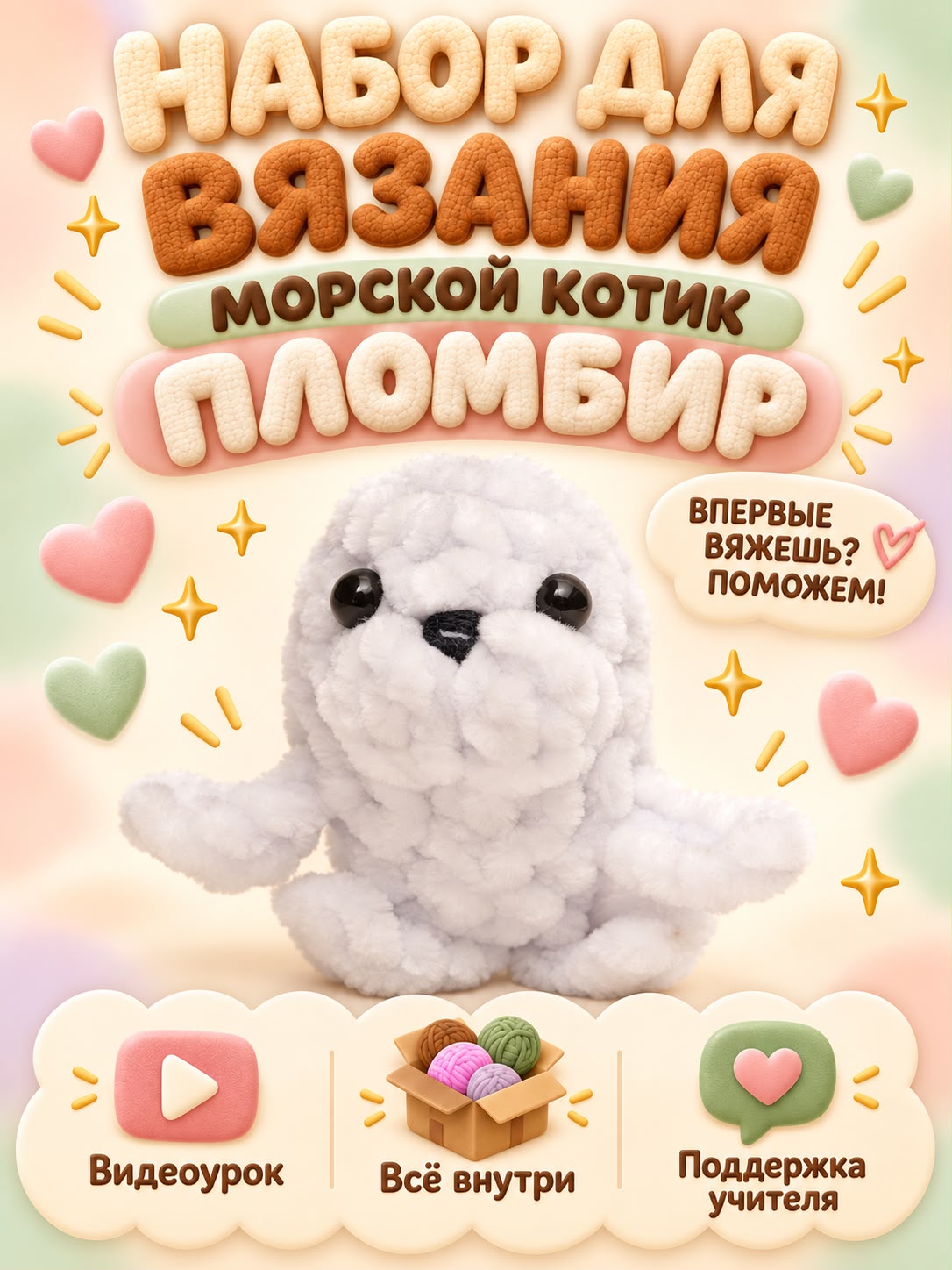 Набор для творчества Effee вязание Игрушка Морской котик - фото 1