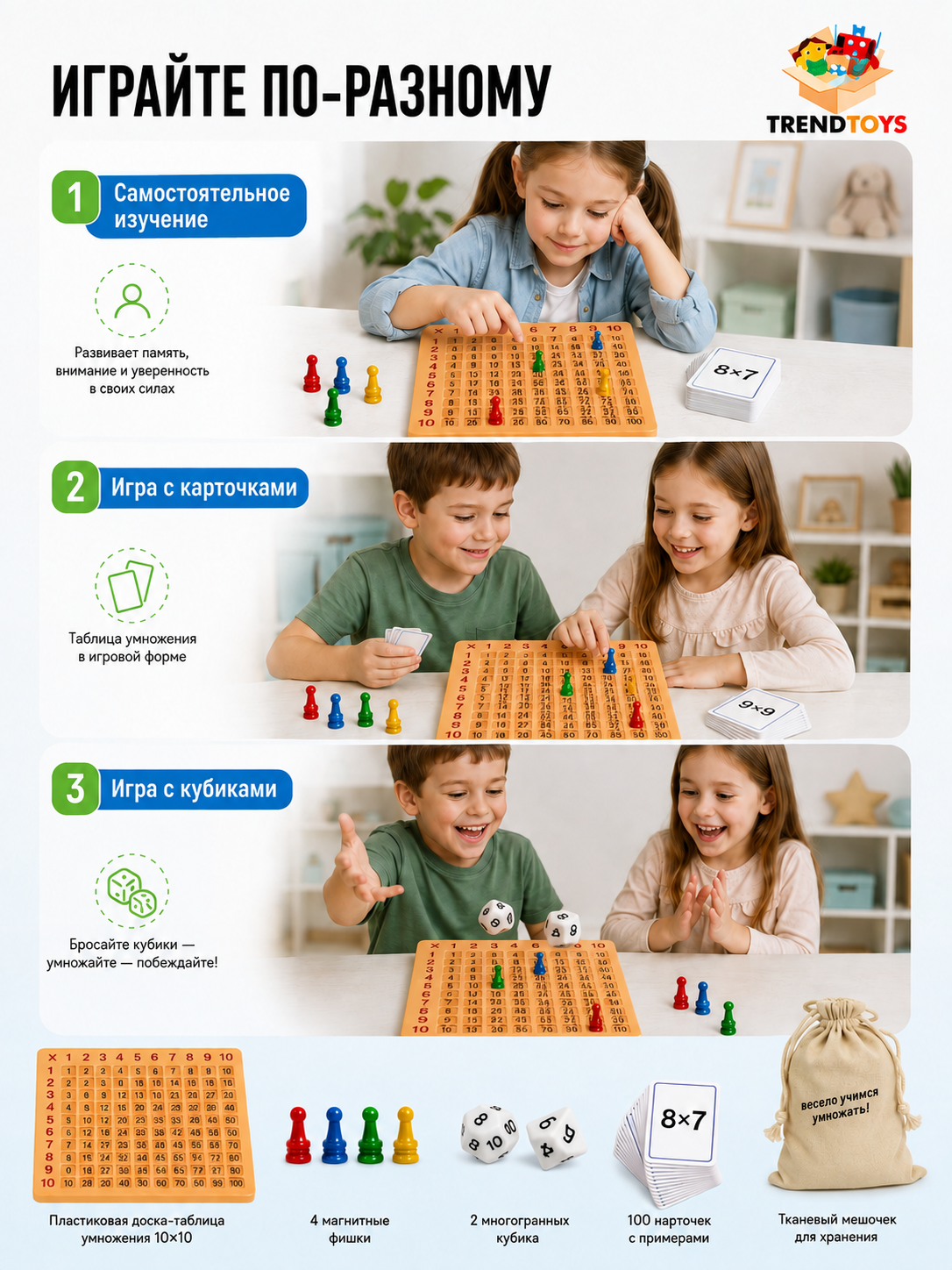 Настольная игра TrendToys Умножайка таблица умножения - фото 10