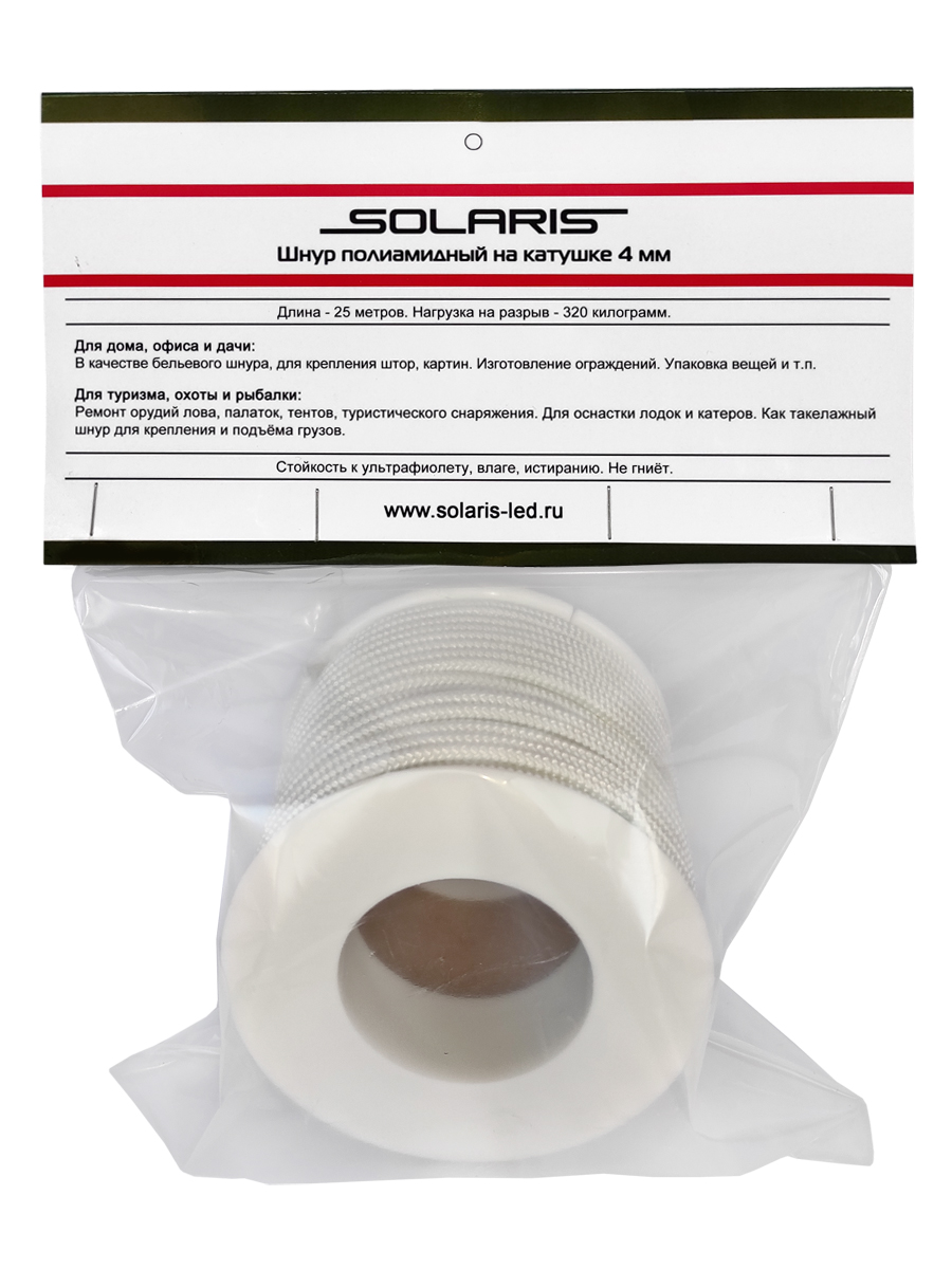 Шнур полиамидный Solaris на катушке 4 мм х 25 м - фото 2