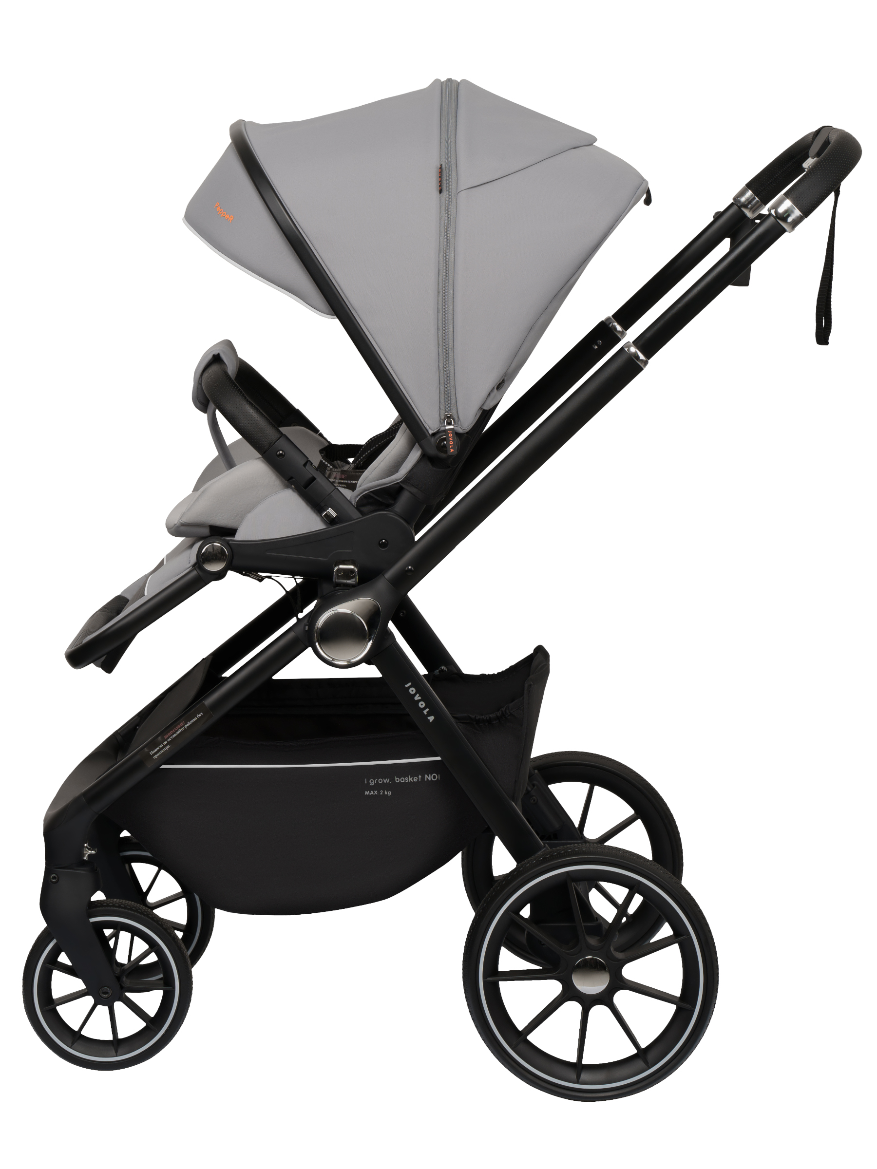 Коляска прогулочная JOVOLA Pepper всесезонная серебряный - фото 17