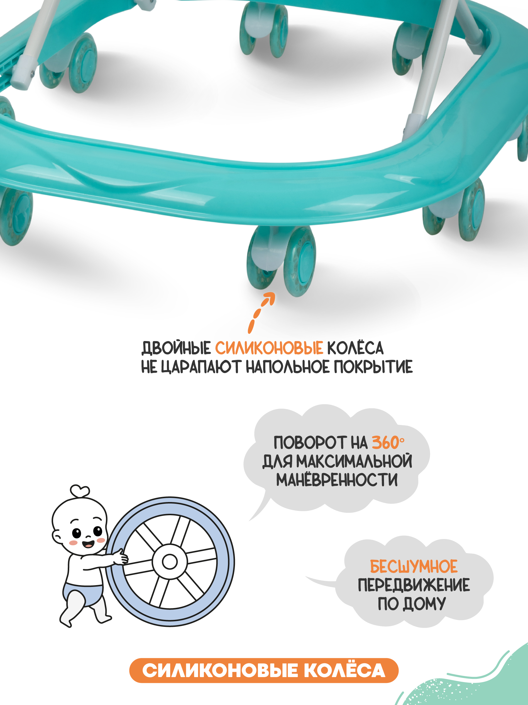 Ходунки Indigo Abc C бирюзовый - фото 7