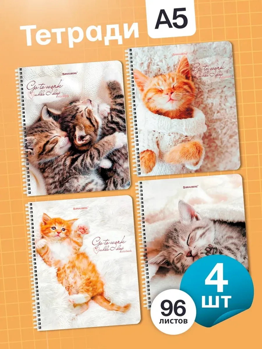 Тетрадь Brauberg клетка 96 лист. 4 шт. - фото 1