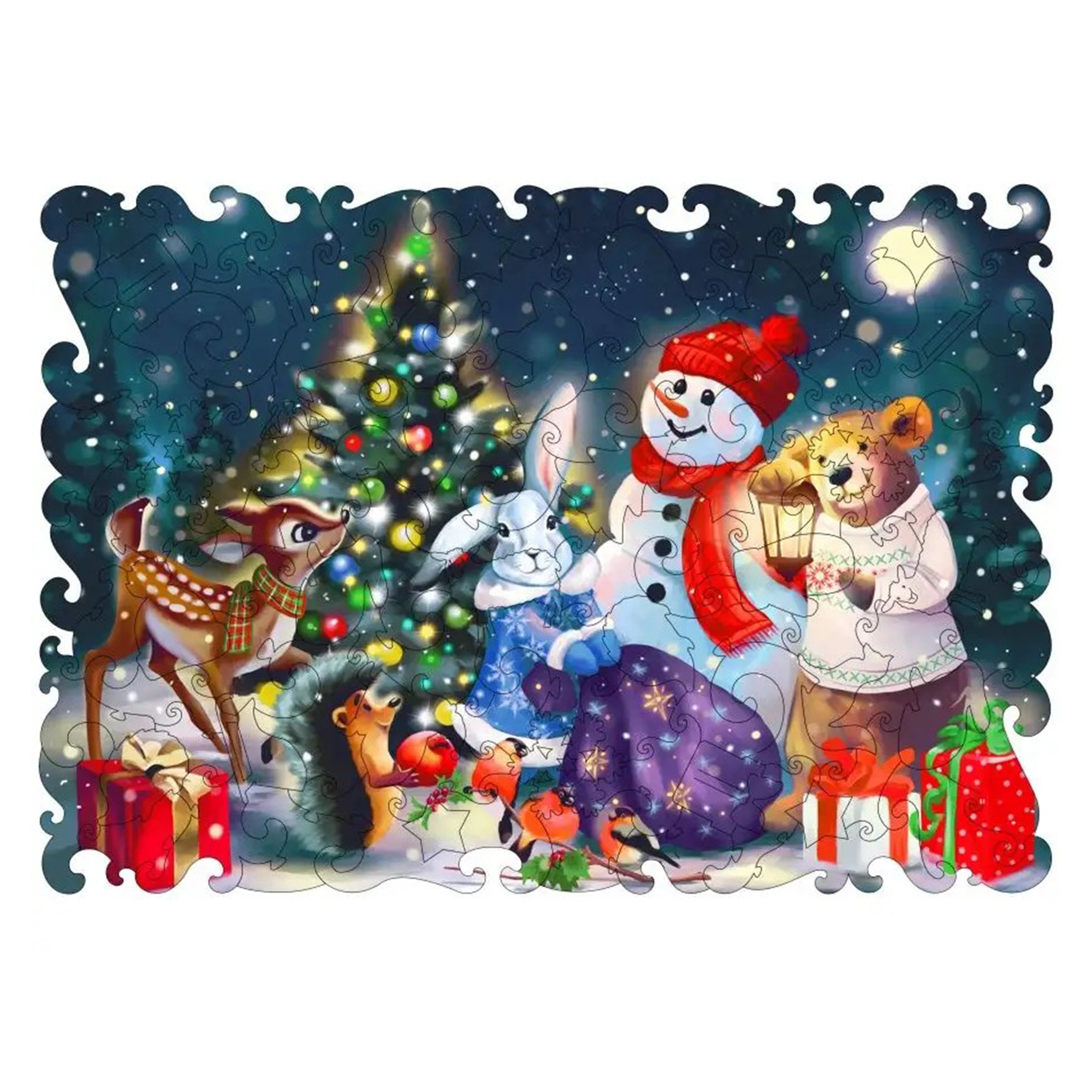 Пазл 1TOY Новый год в лесу деревянный - фото 1