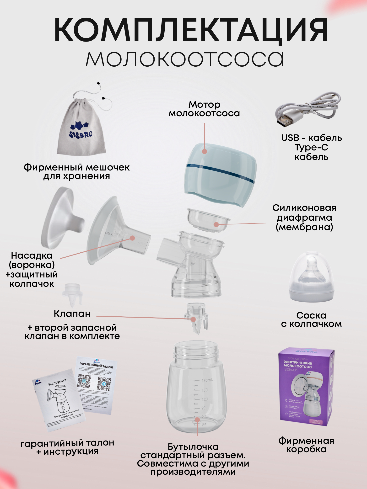 Молокоотсос электрический SISBRO Care - фото 16