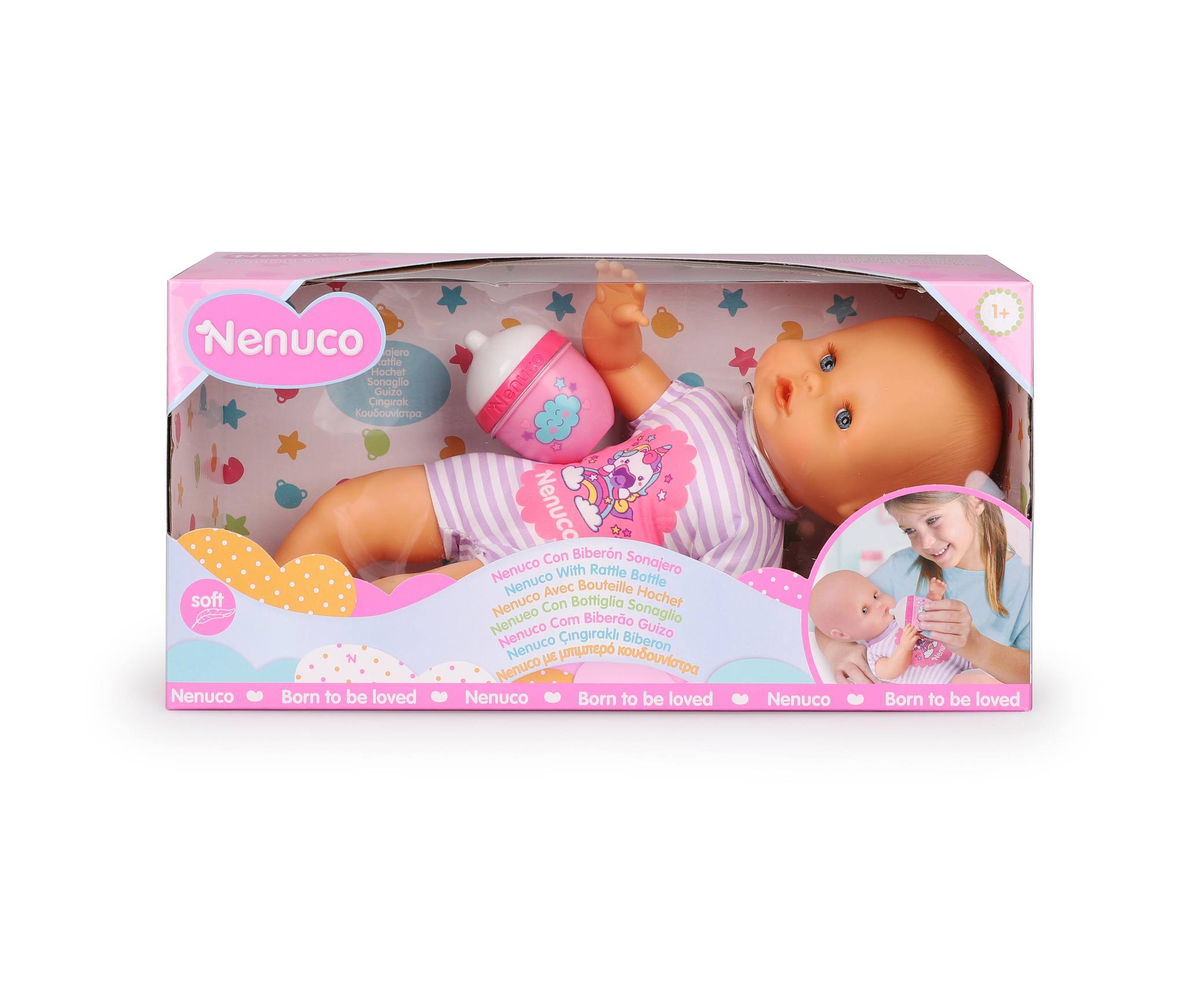 Кукла пупс Famosa Nenuco с бутылкой погремушкой высота 30 см NFN87000 - фото 1