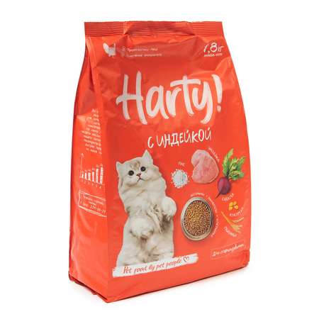 Корм для кошек Harty 1.8кг стерилизованных для профилактики МКБ с индейкой сухой