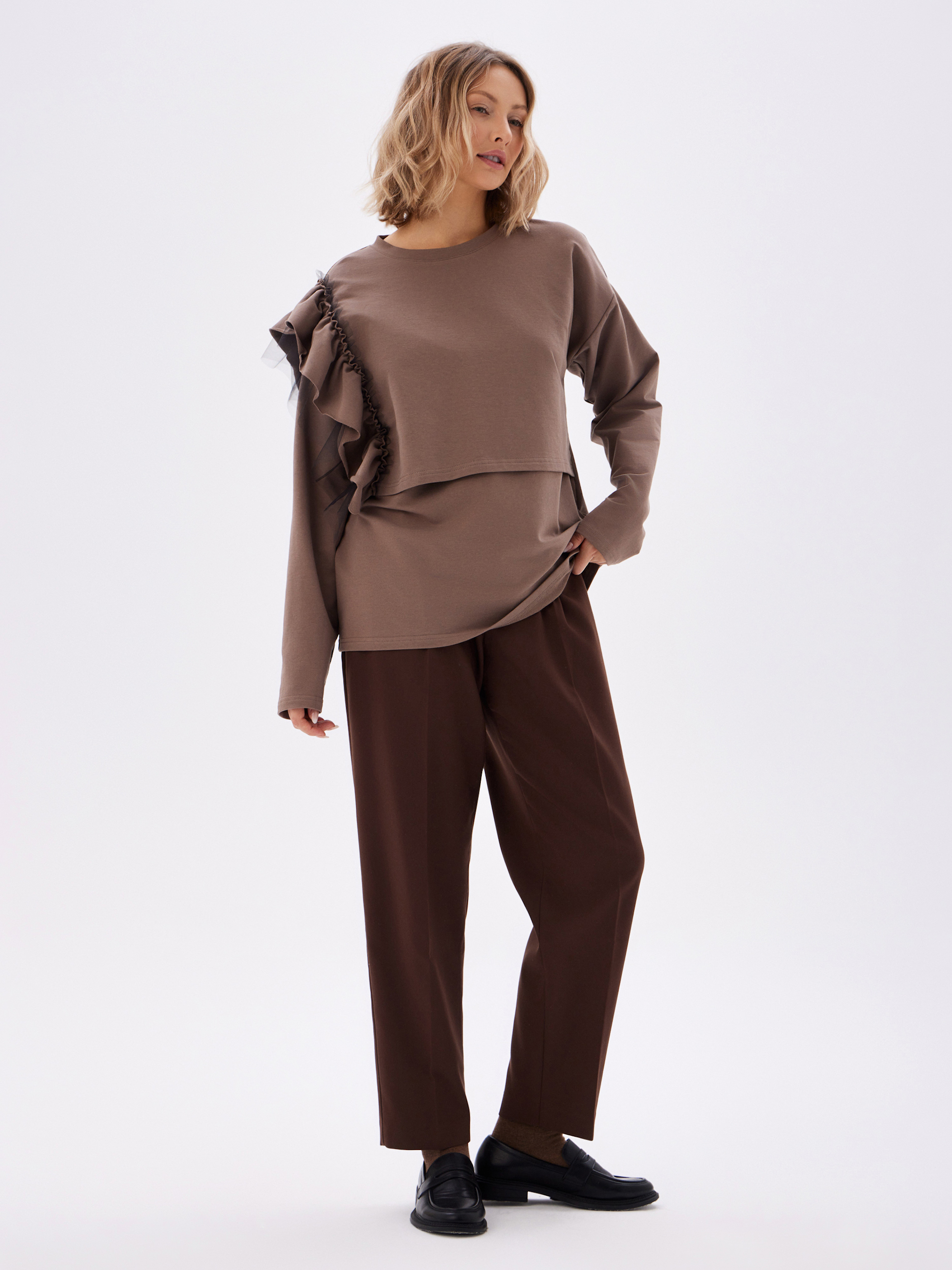 Лонгслив для кормящих Proud Mom ЛВОЛ-0500-кофе - фото 8