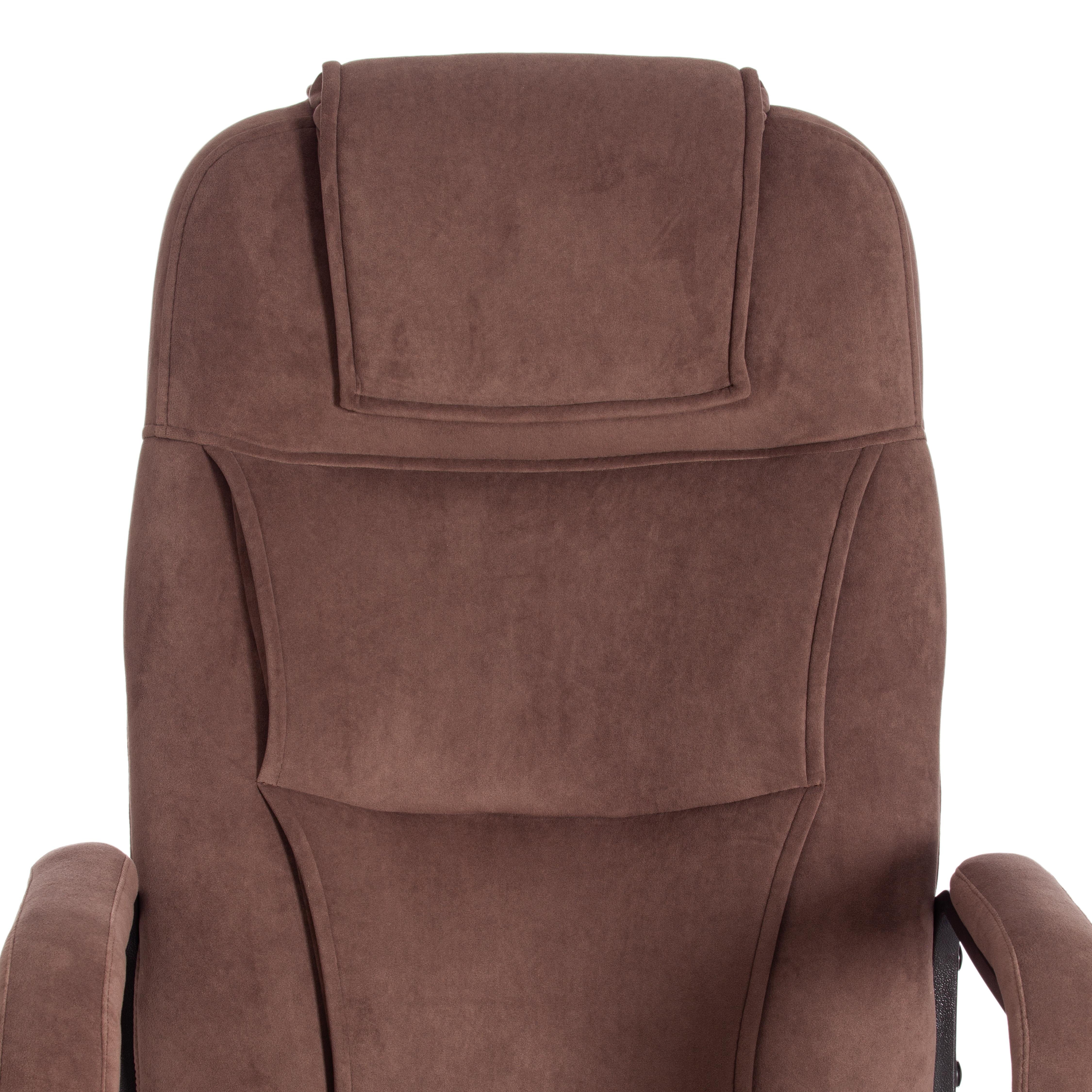 Компьютерное кресло TETCHAIR Бергамо хром флок коричневый - фото 8