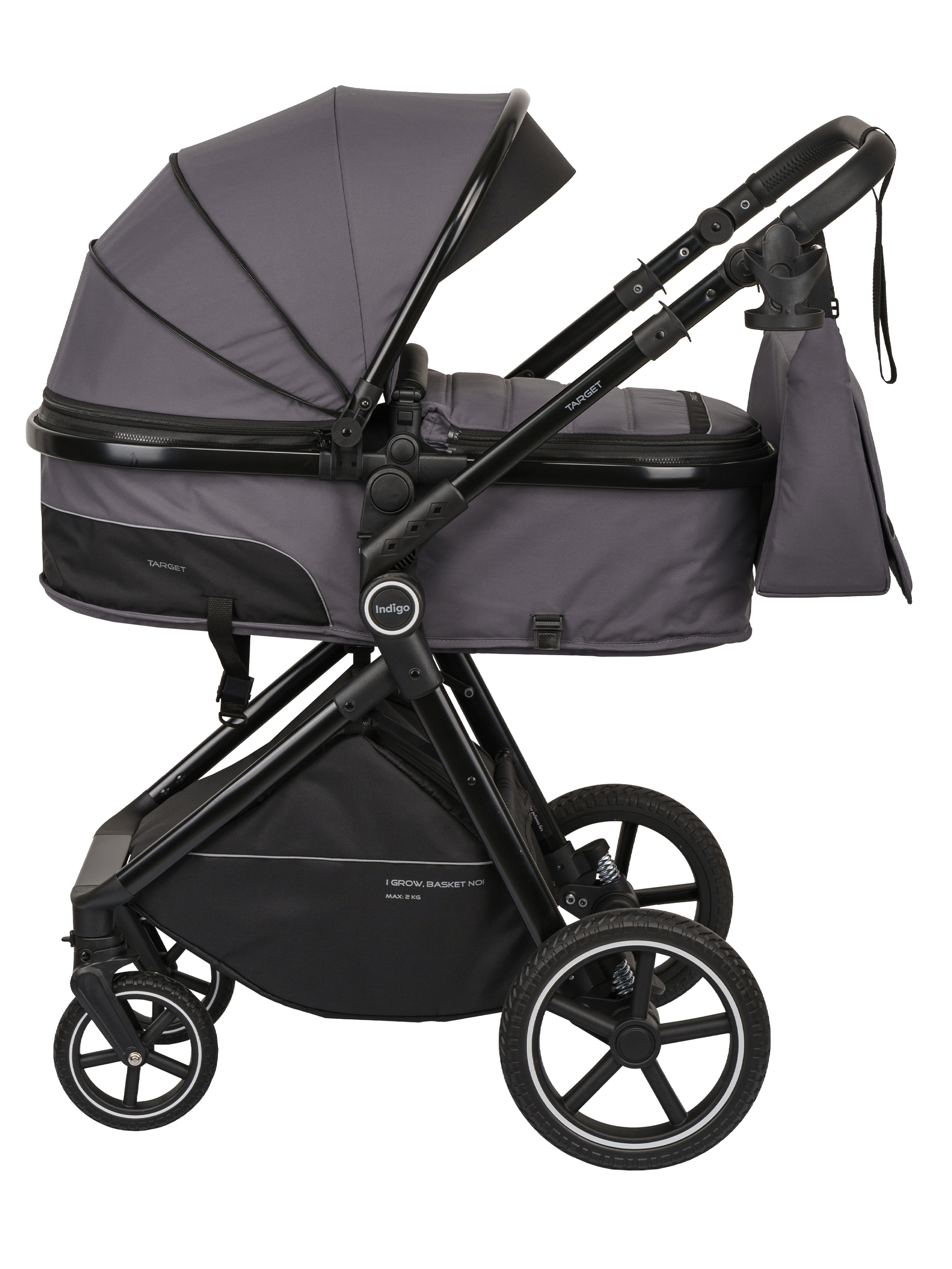 Коляска трансформер Indigo TARGET 3в1 серый - фото 18