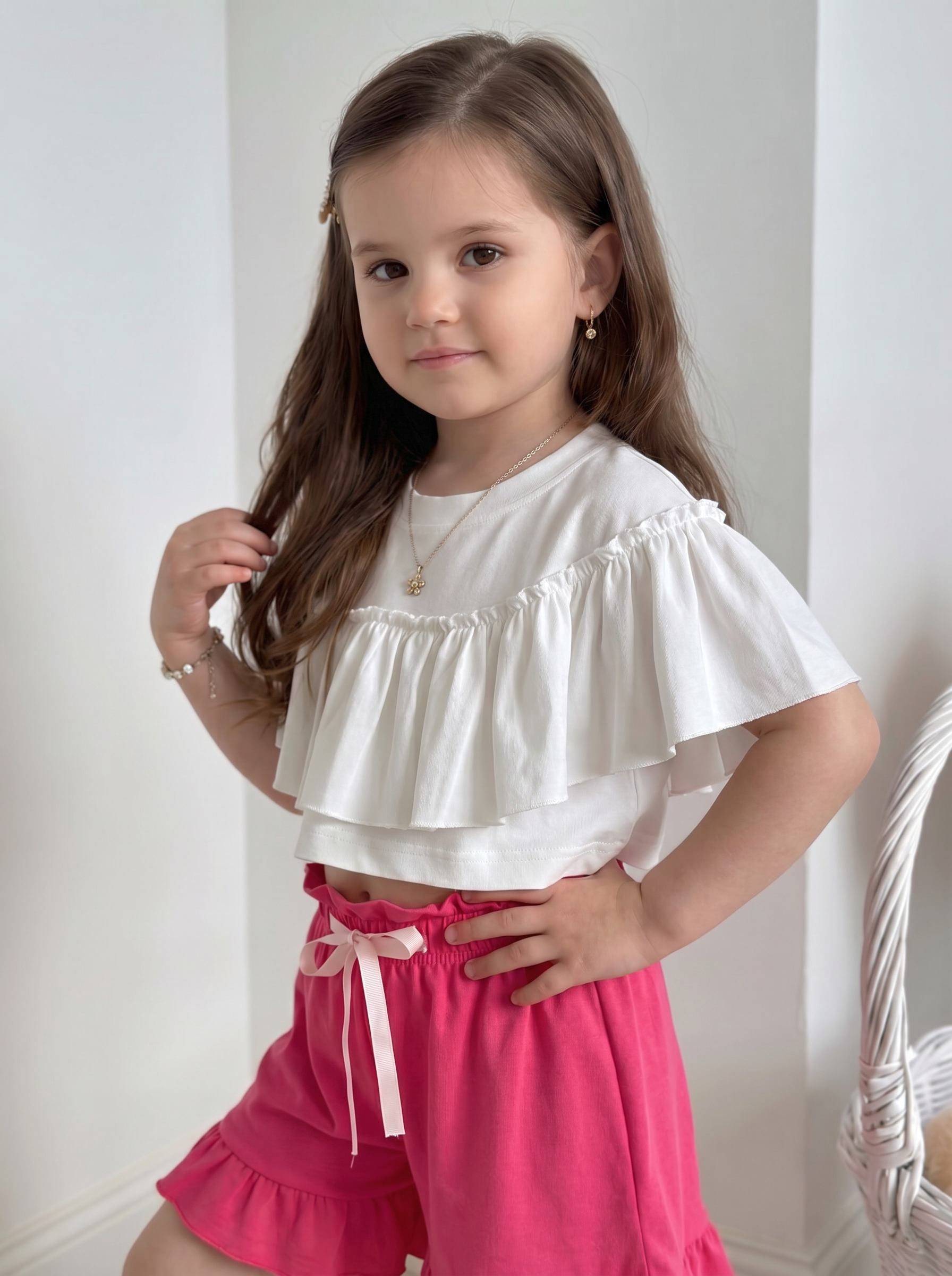Костюм Artcher kids Костюм003Бело-розовый_с_шортами - фото 2