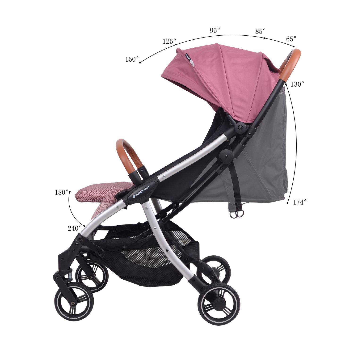 Коляска прогулочная Olsson Smart Berry розовый - фото 16