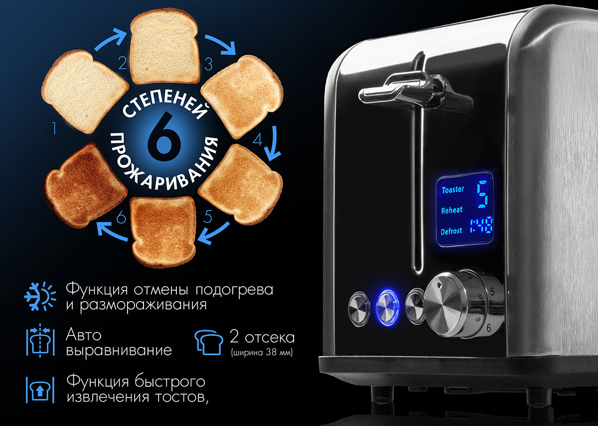 Электрический тостер ENDEVER SkyLine ST-143 - фото 3