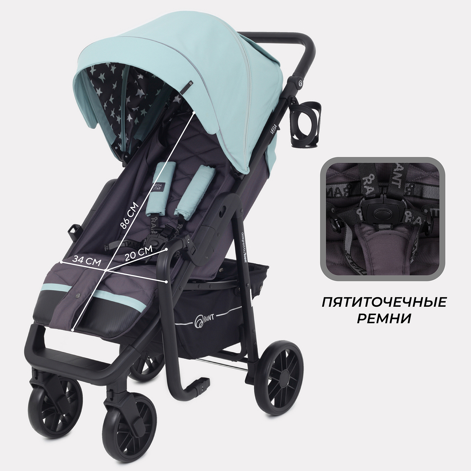 Коляска прогулочная Rant голубой - фото 5