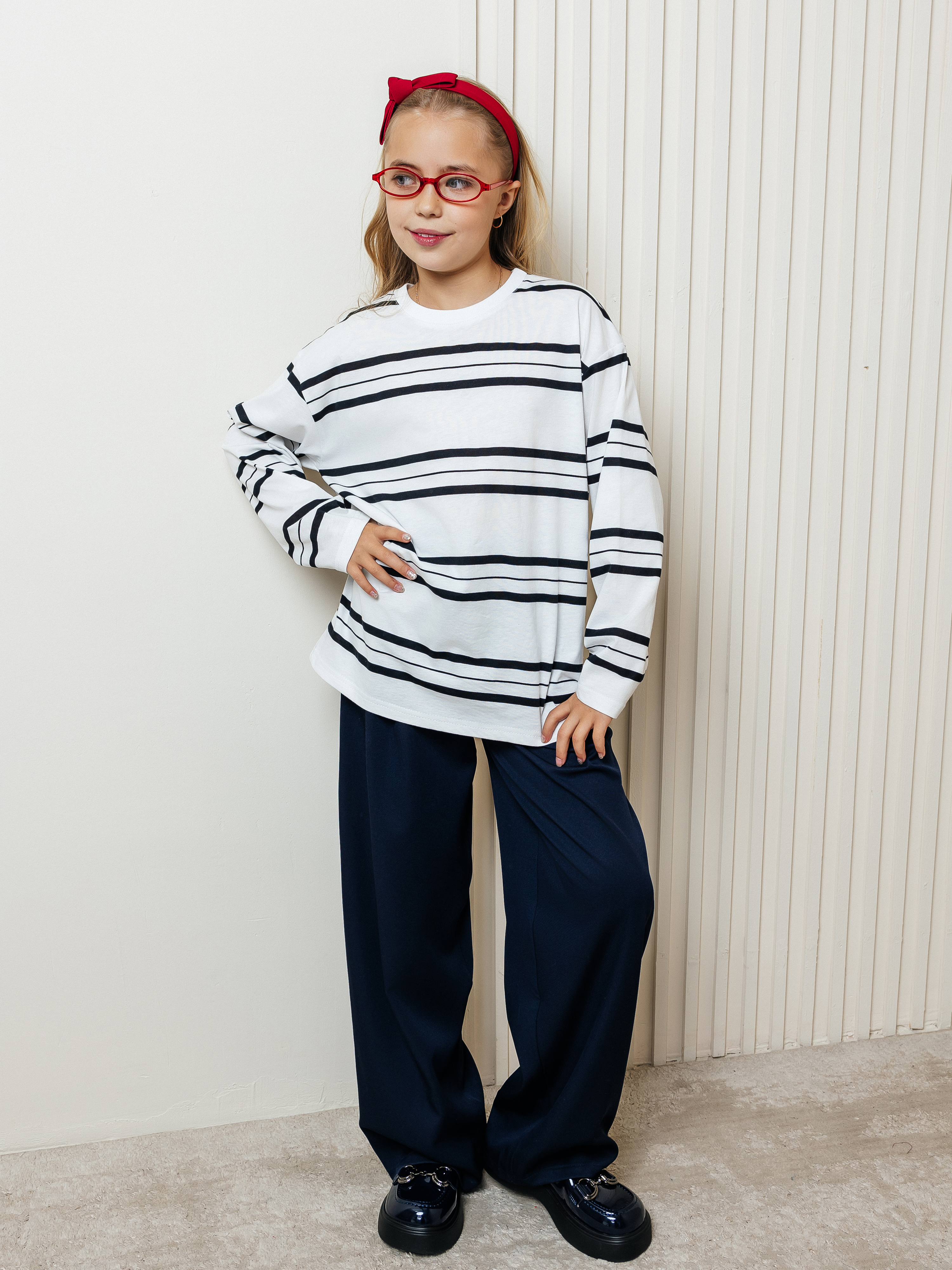 Лонгслив Селтекс Ю_ДК62 молоко/черный полоса - фото 5