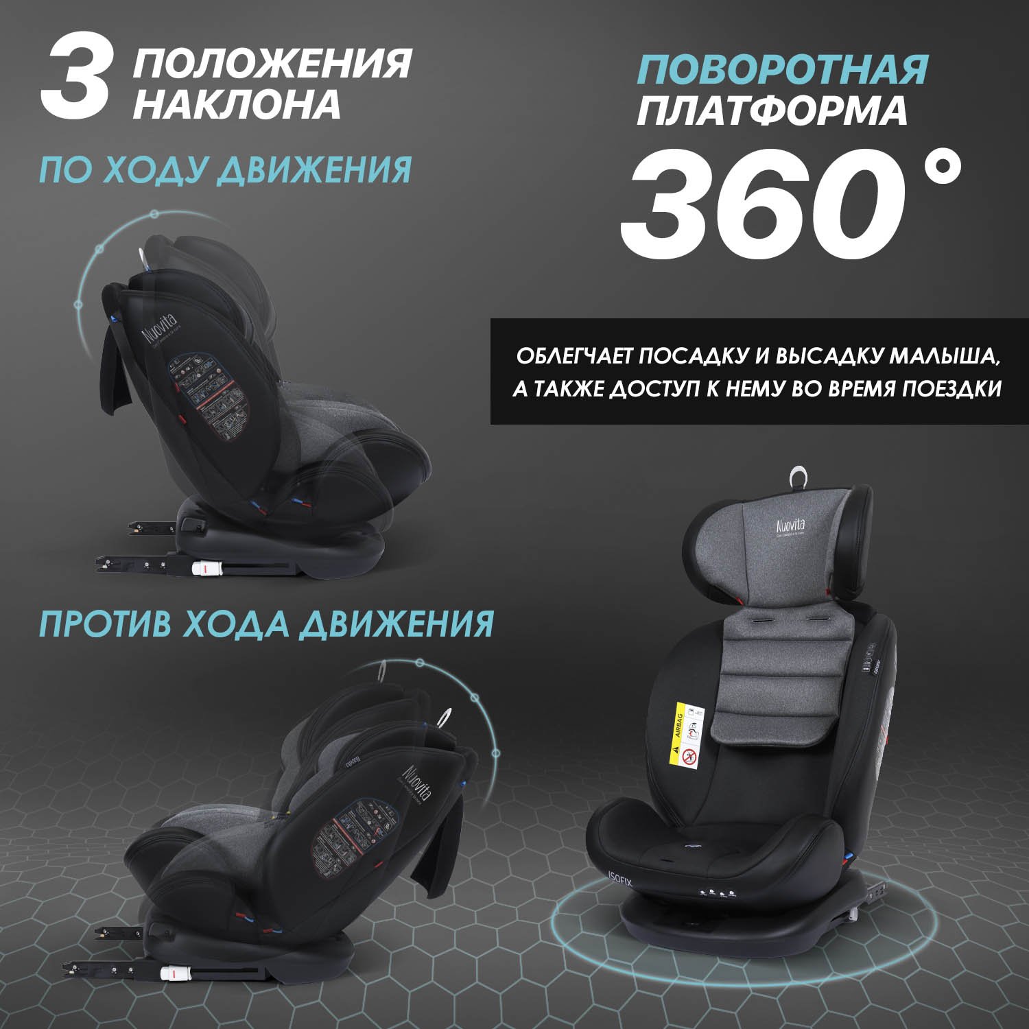 Автокресло Nuovita Maczione N0123i-1L Isofix 0+/1/2/3 (0-36 кг) серый - фото 7