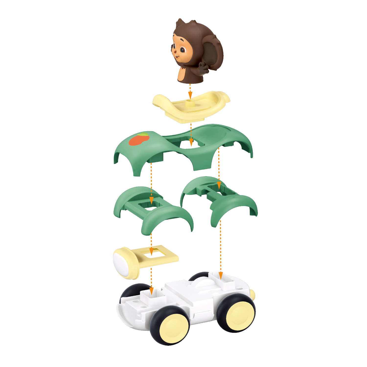 Конструктор SLUBAN Чебурашка на зеленой машине 7 дет. - фото 3