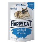 Корм для кошек Happy Cat 0.1кг стерилизованных лосось кусочки в желе