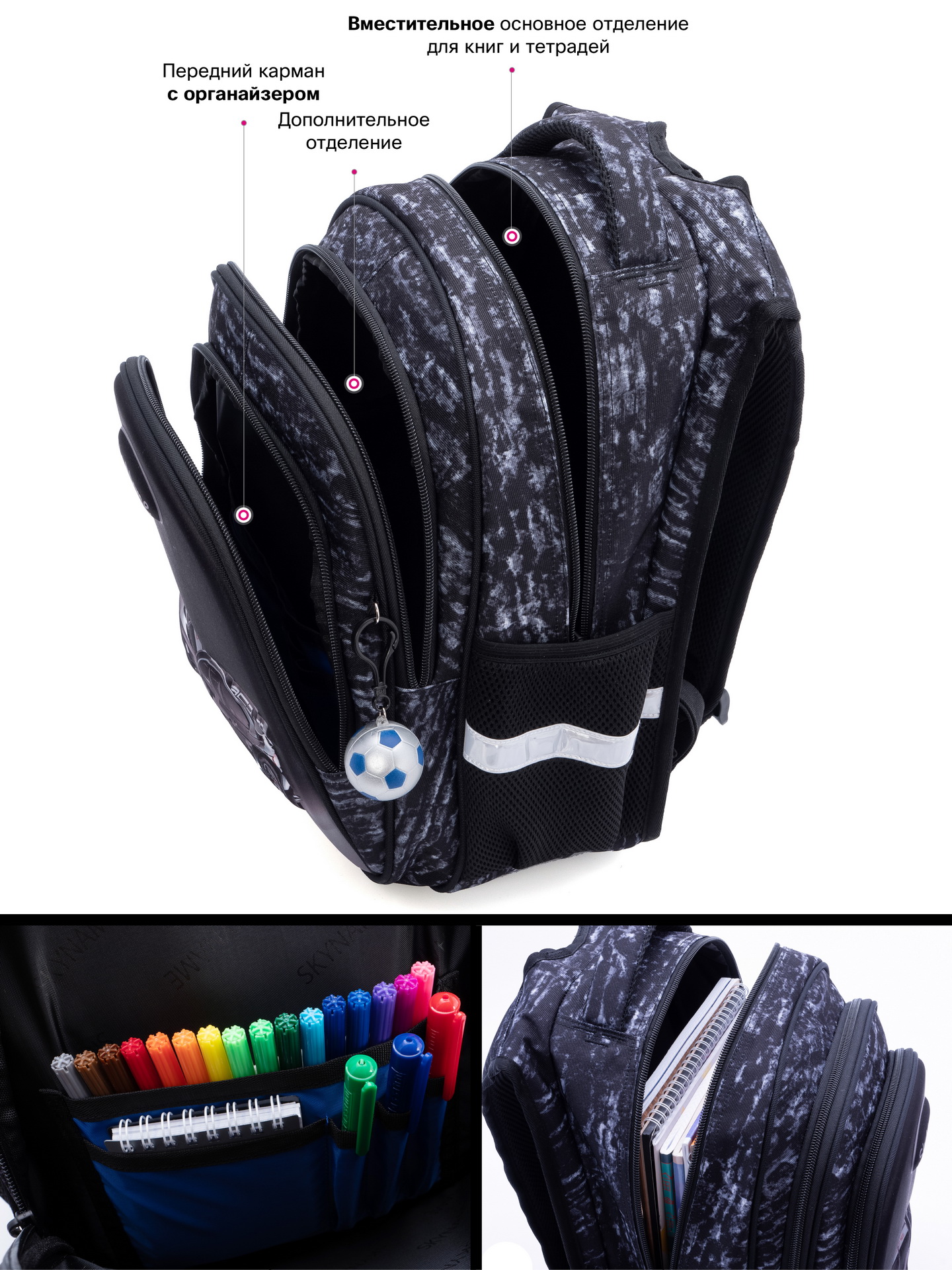 Рюкзак SkyName 17л анатомическая спинка+мячик - фото 7