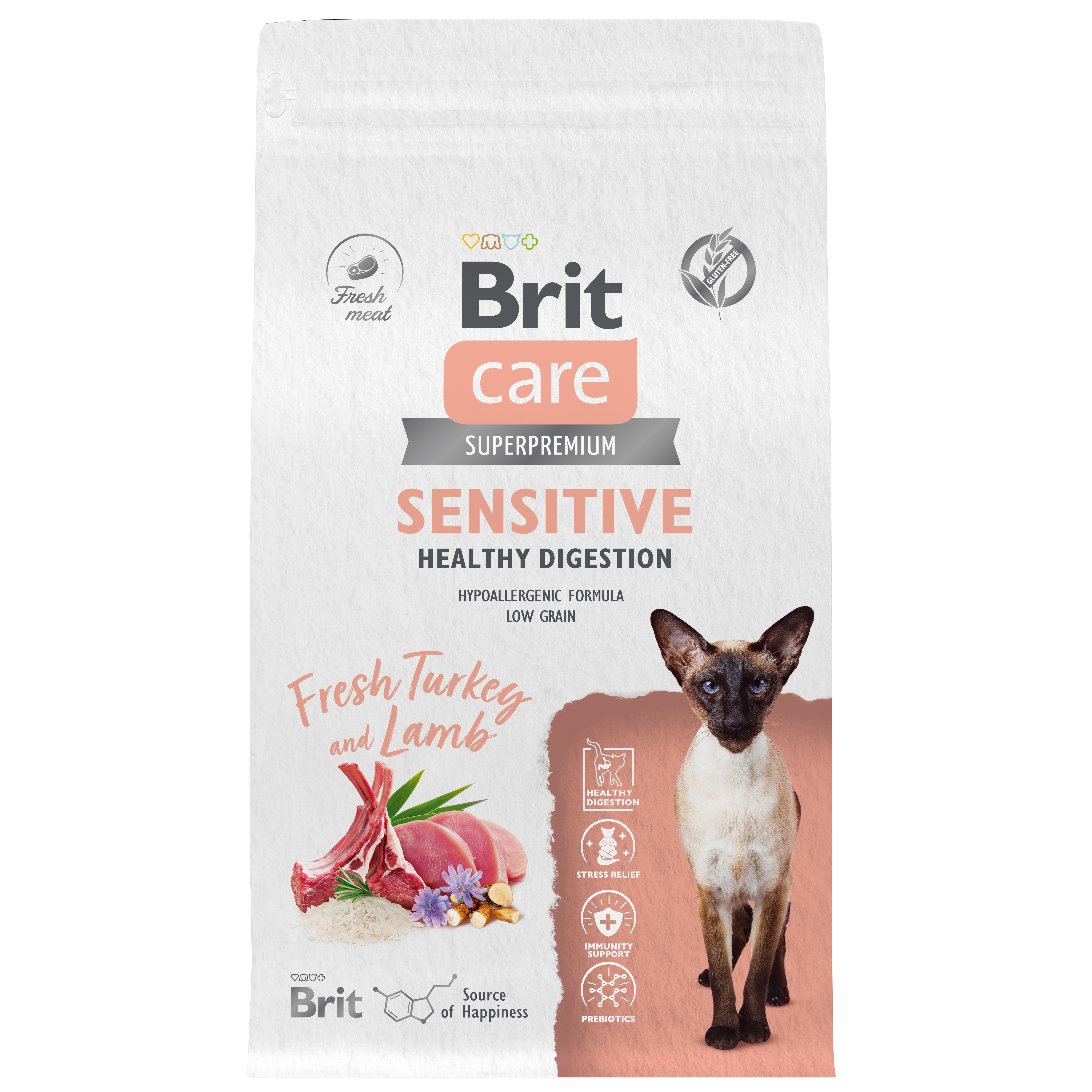 Корм для кошек Brit Care 1.5кг взрослых с индейкой и ягненком сухой - фото 1
