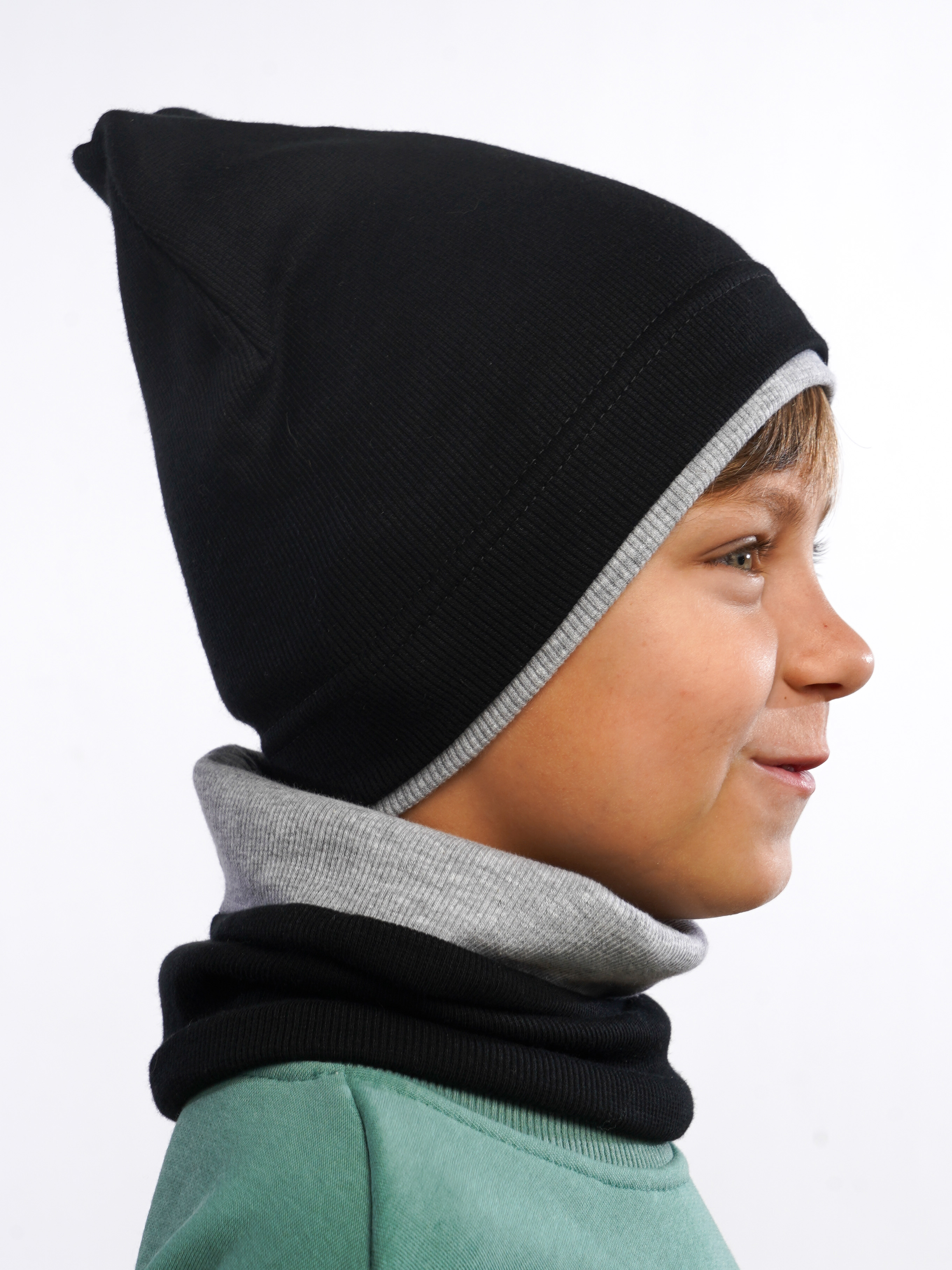 Шапка и снуд ПриКиндер U-A211 Цвет: Черный/серый меланж - фото 6