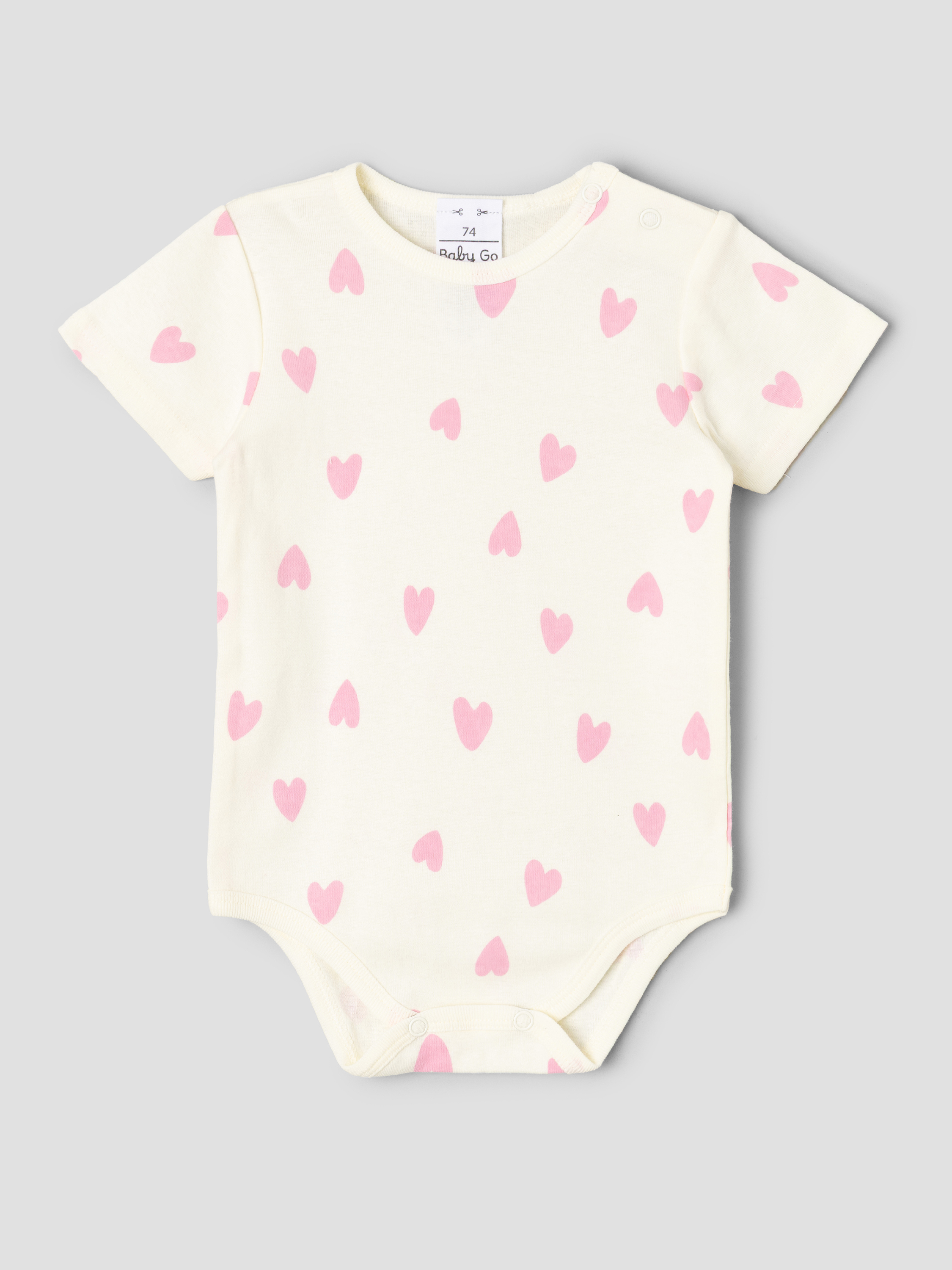 Изображение товара Боди BabyGo 86 для девочки, 100% хлопок, молочный с сердечками Изображение товара Боди BabyGo 86 для девочки, 100% хлопок, молочный с сердечками